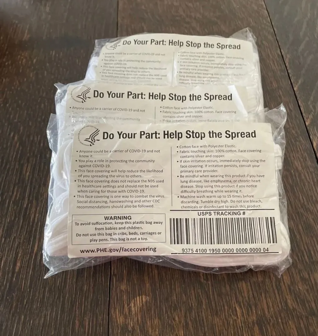 Product image for Lot Of 3 Packs of Five (5) White 100% Cotton Machine Washable Face Masks