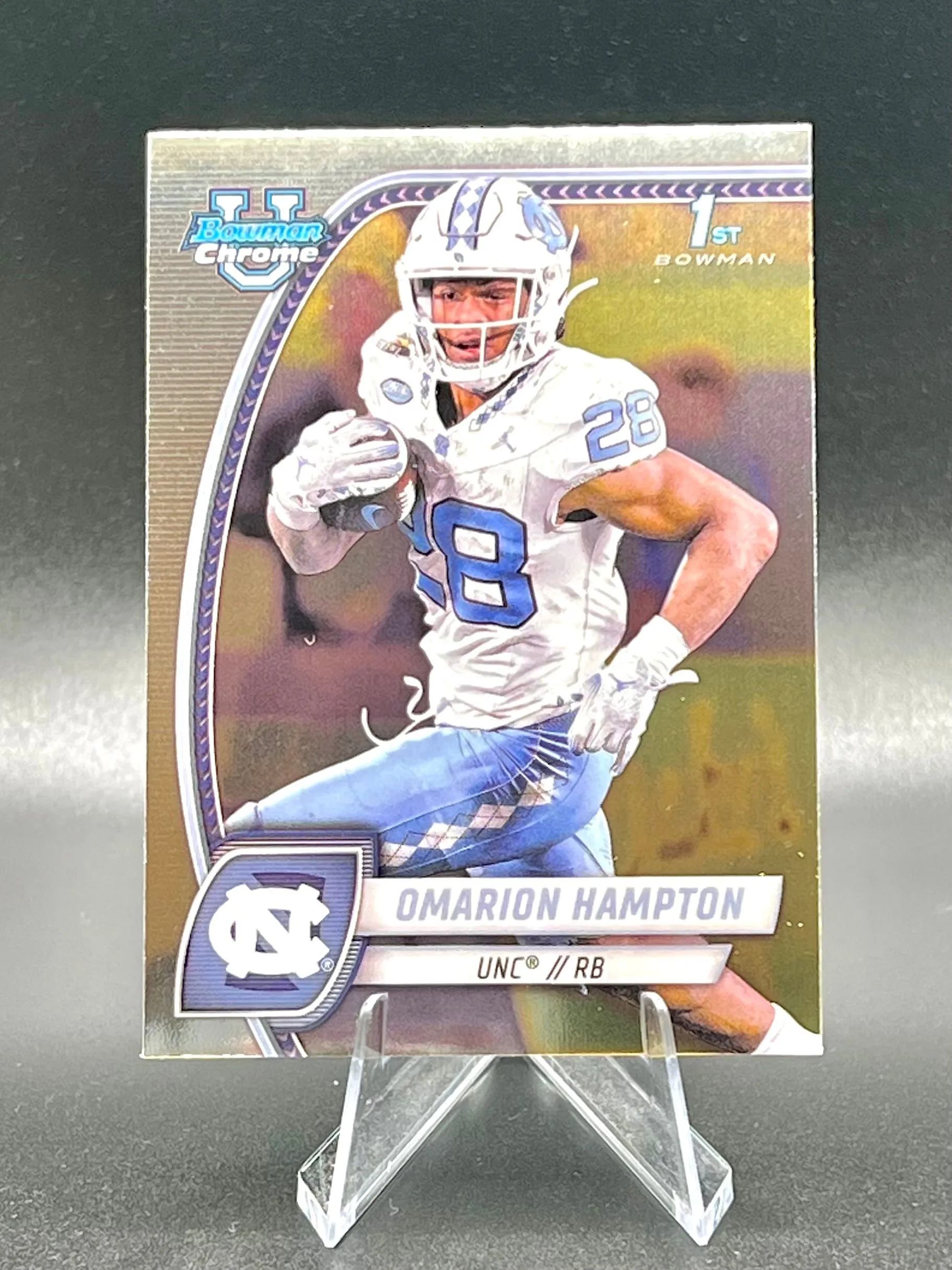 Product image for Omarion Hampton 1st - 2024 Bowman U Chrome #198 UNC Chargers