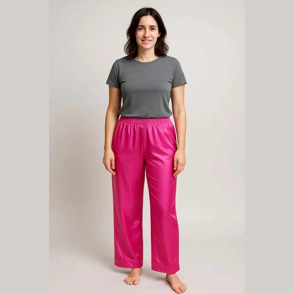 Product image for Women's Juicy Couture Hot Pink Satin Pajama Pants M
