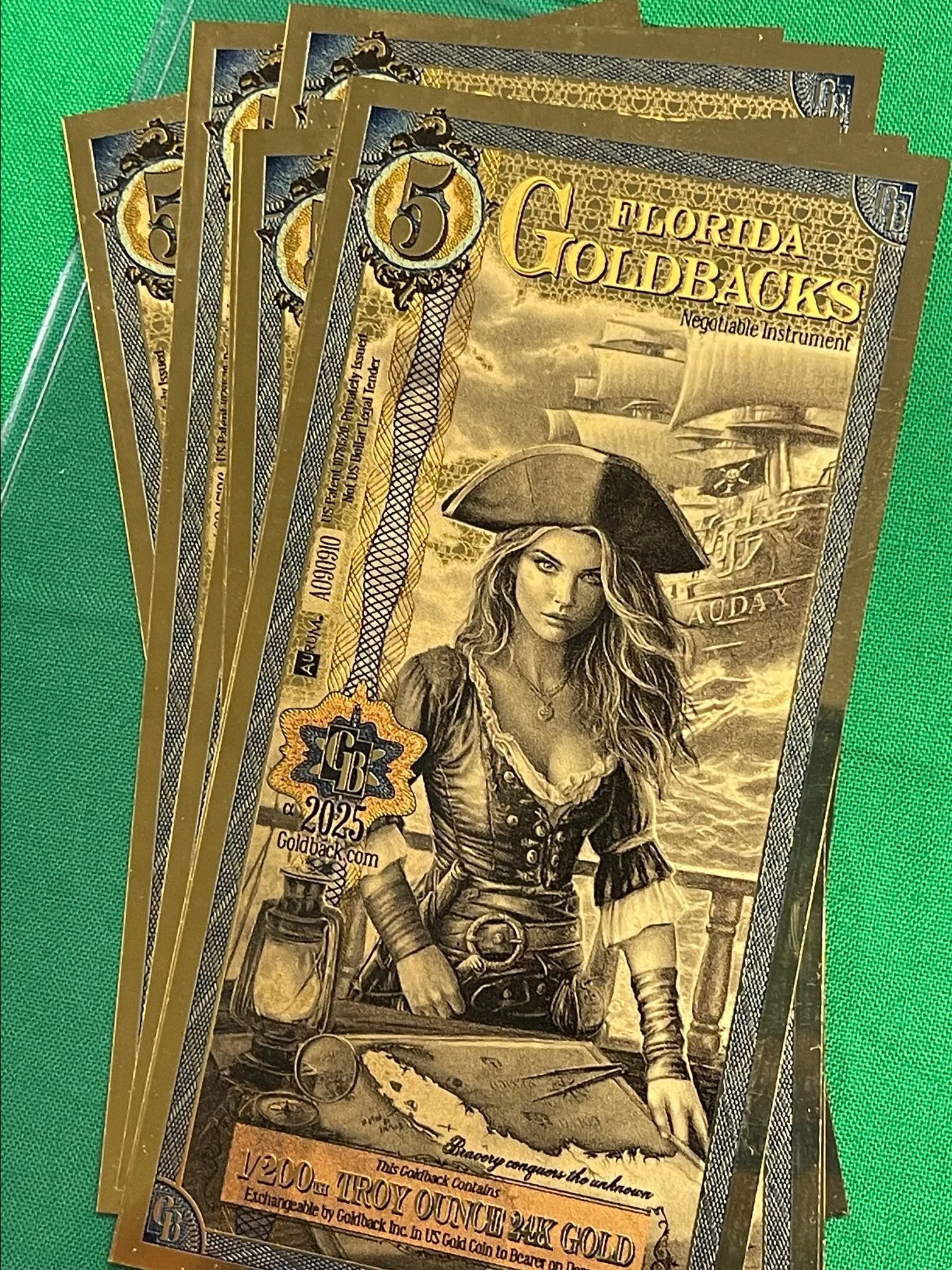 Product image for $5 Florida 2025 GoldBack 1/200th oz 24k Gold