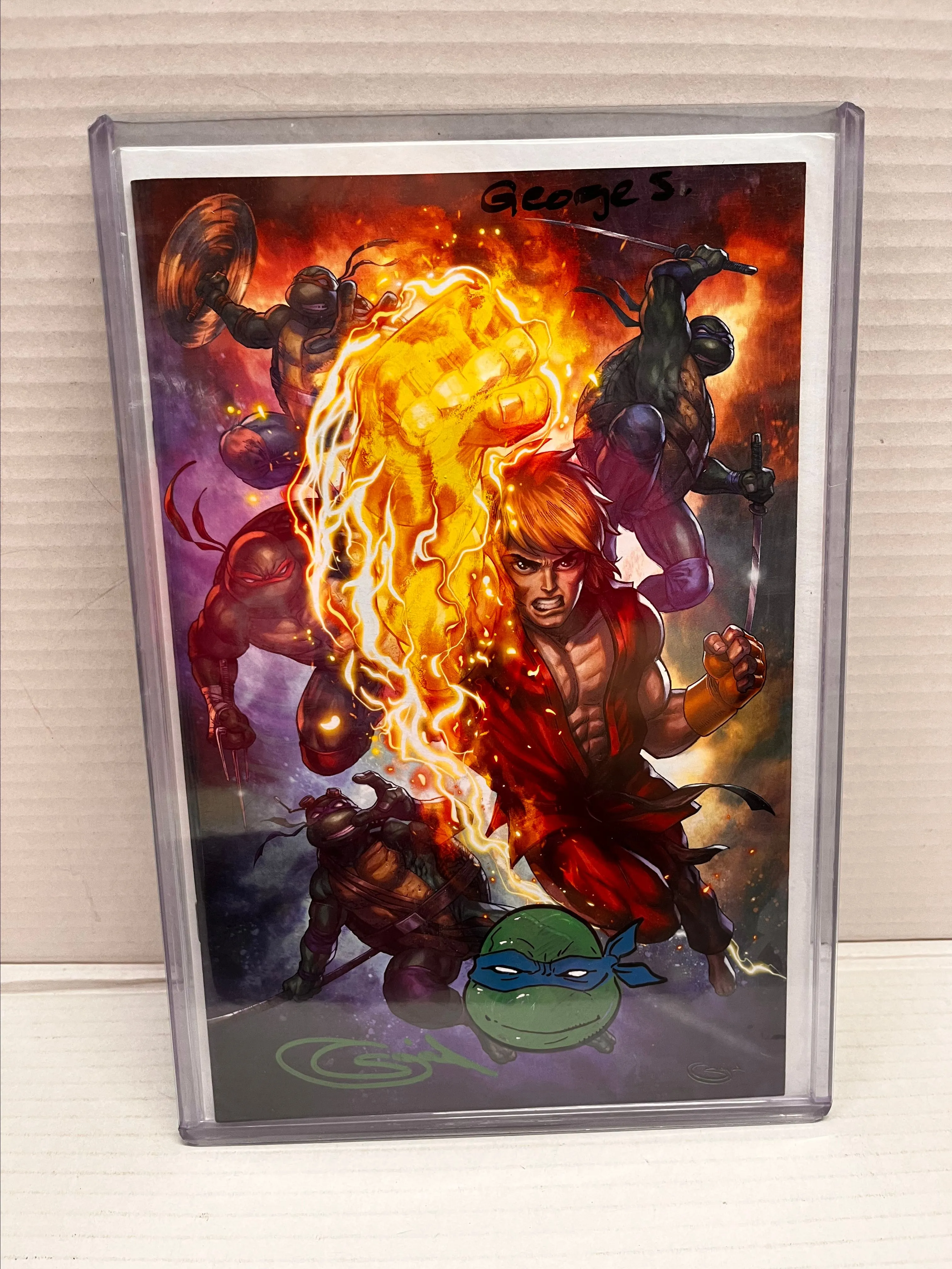 Product image for TMNT vs Street Fighter #1 Sajad Shah Exclusive SIGNED W/ ART - LEONARDO & COA