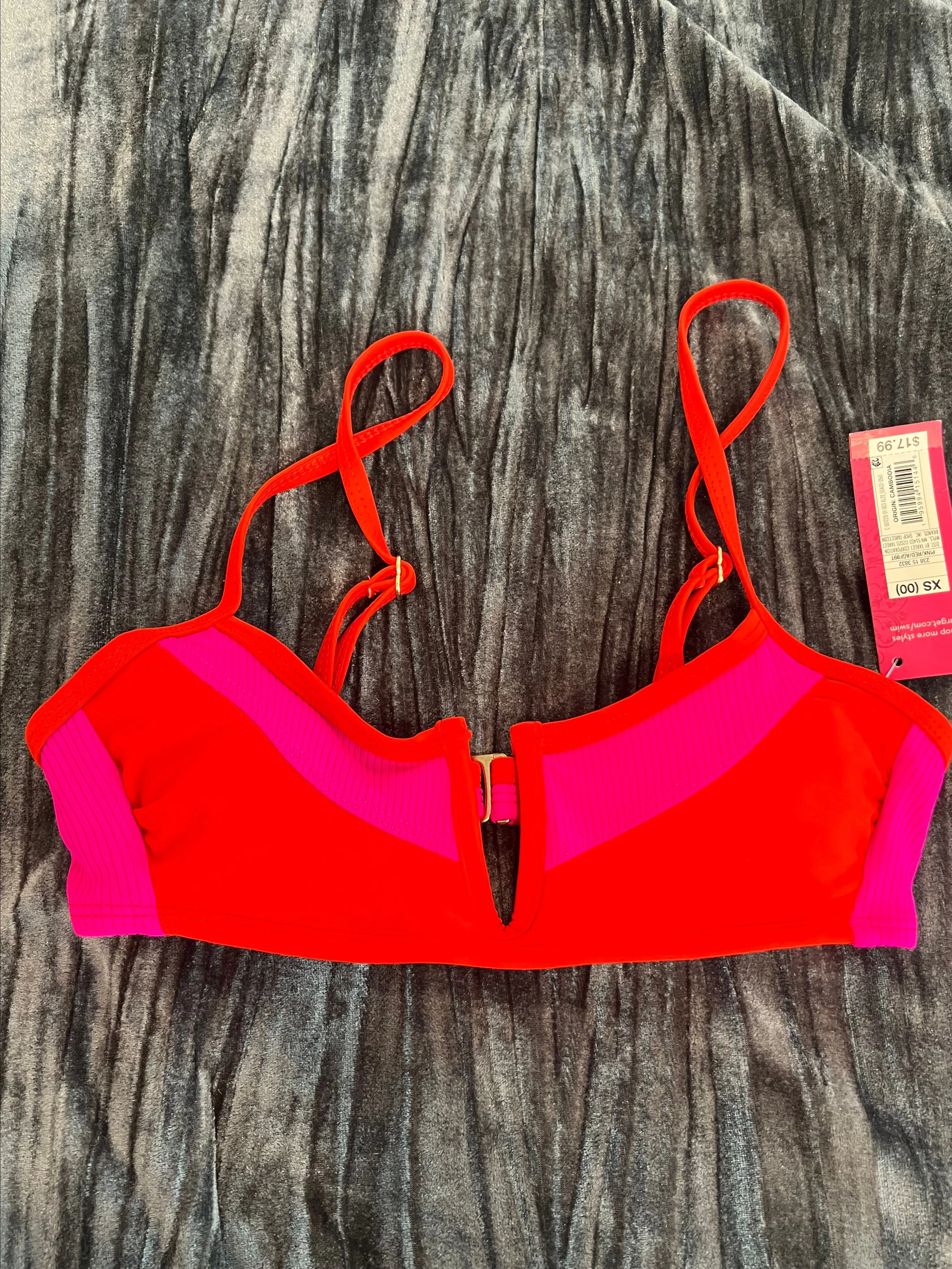 Product image for Vibrant Red and Pink Women's Swim Top Size XS by Xhilaration