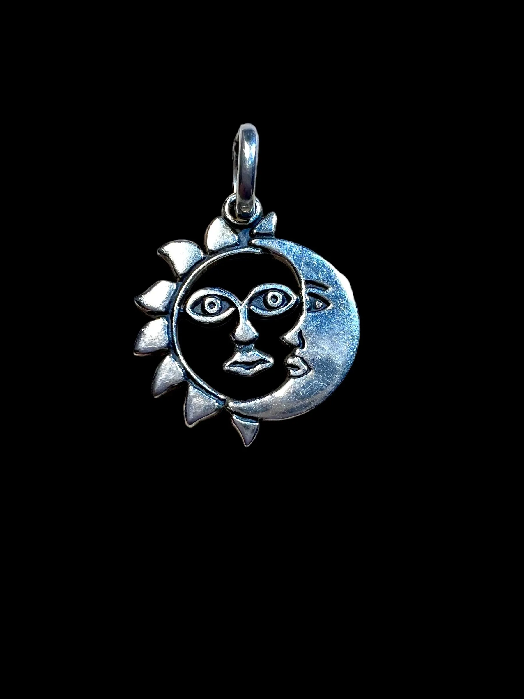 Product image for J1. Sterling silver sun and moon charm/pendant