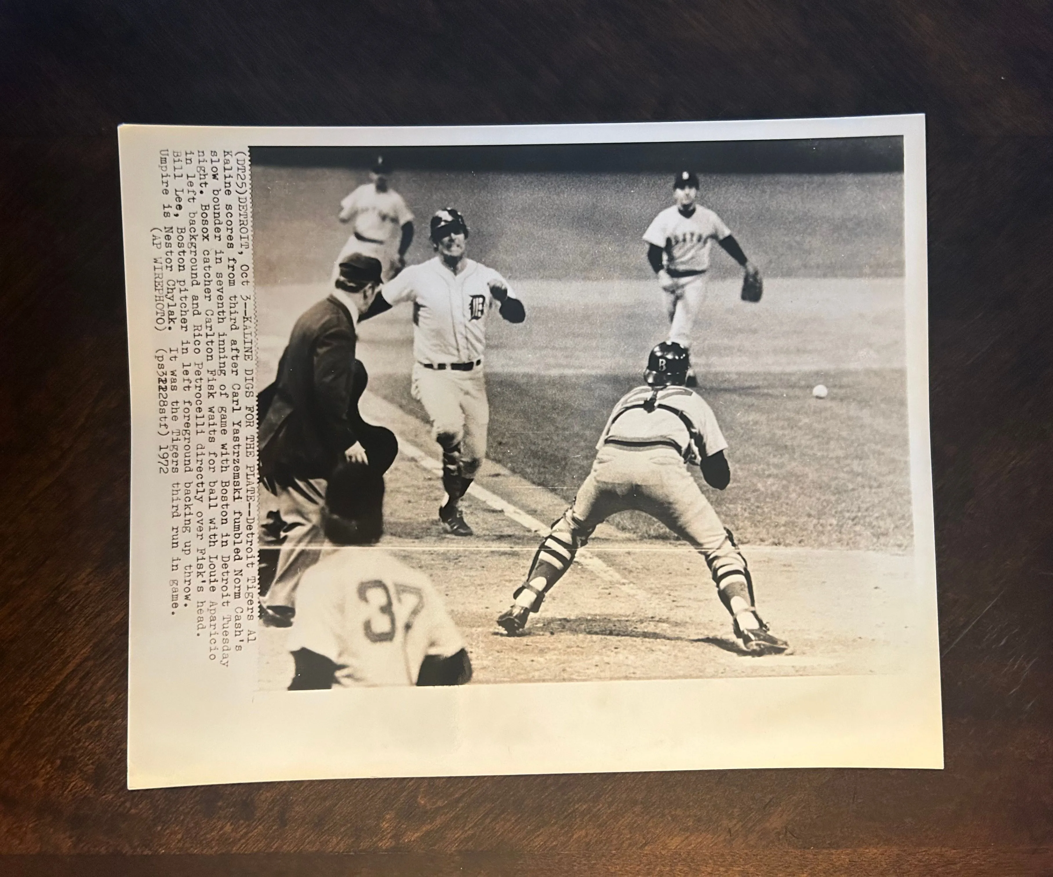 Product image for Rare , Vintage Fisk/Kaline AP wire photo 10/3/72
