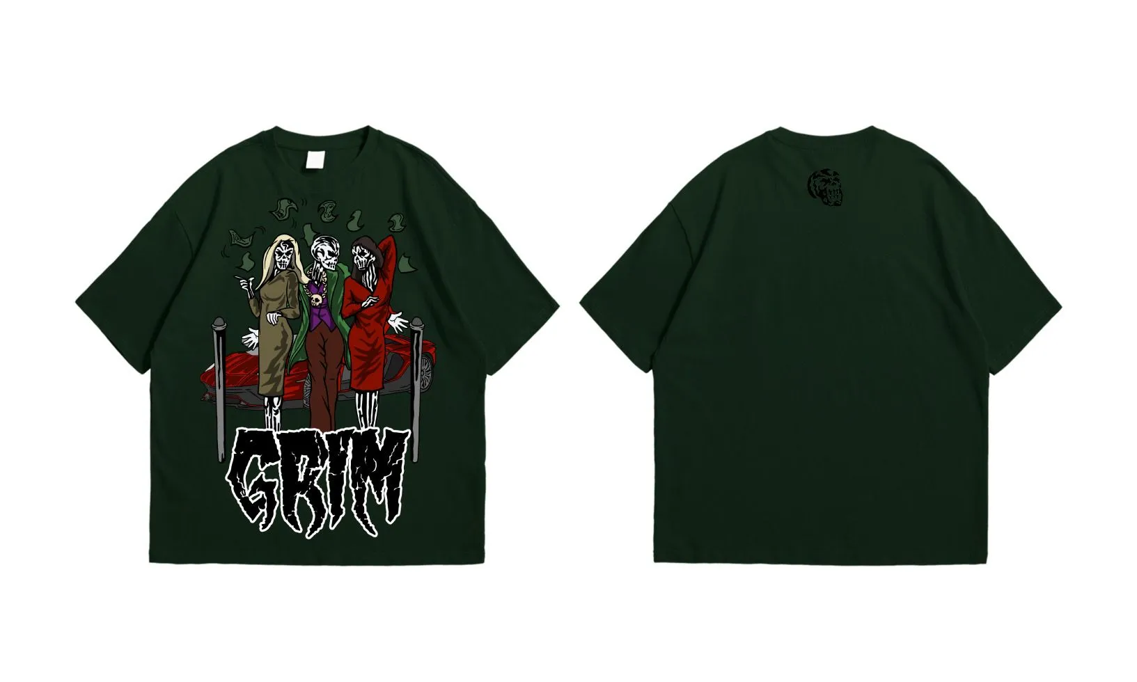 Product image for Forest Green Jester-Trifecta GRIM T-Shirt