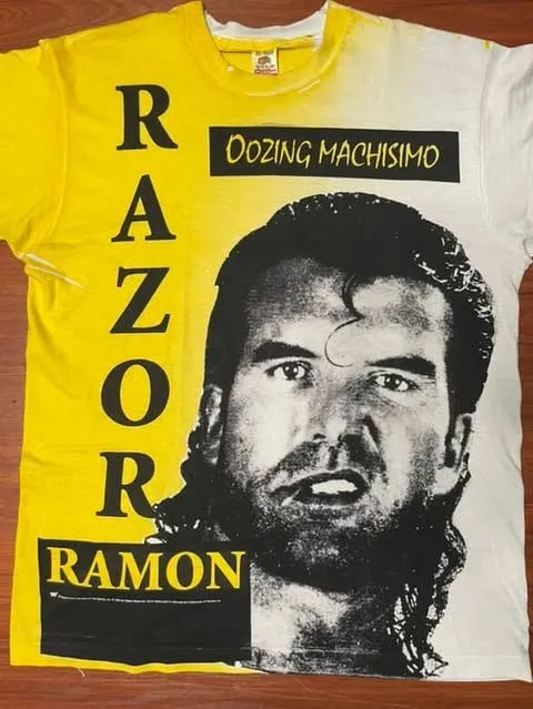 Product image for 1992 WWF Razor Ramon Single Stitched Size XL AOP Wrestling Tee 