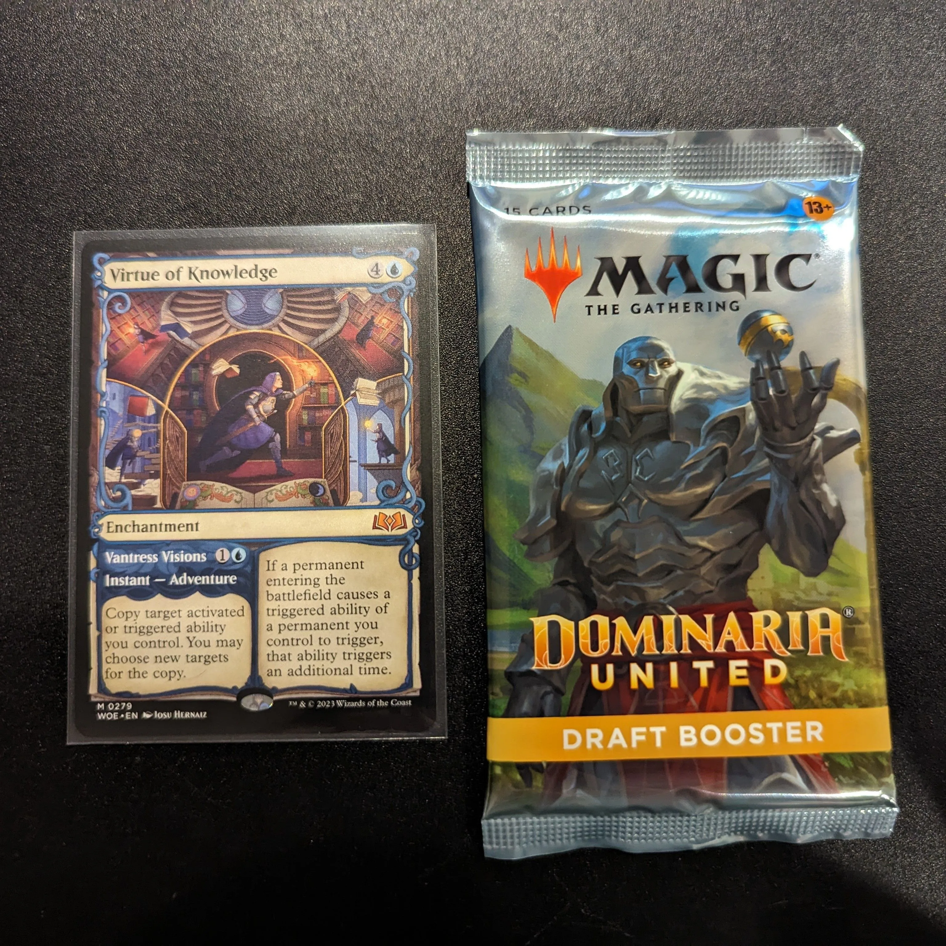 Product image for Virtue of Knowledge (Showcase) and Dominaria United Draft Booster