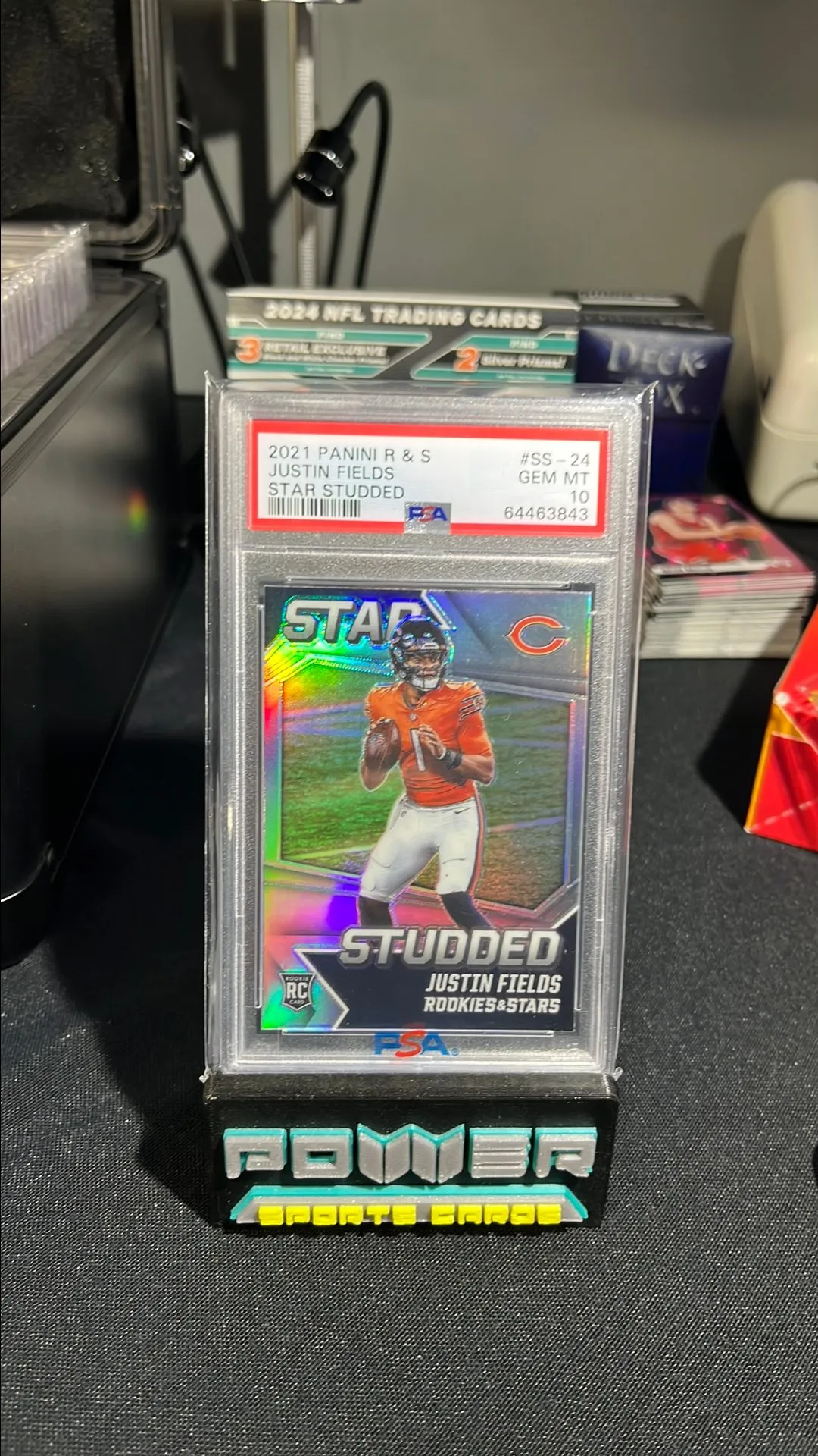 Product image for 2021 Panini Rookies & Stars Star Studded Justin Fields SS-24 Star Studded PSA GEM MT 10