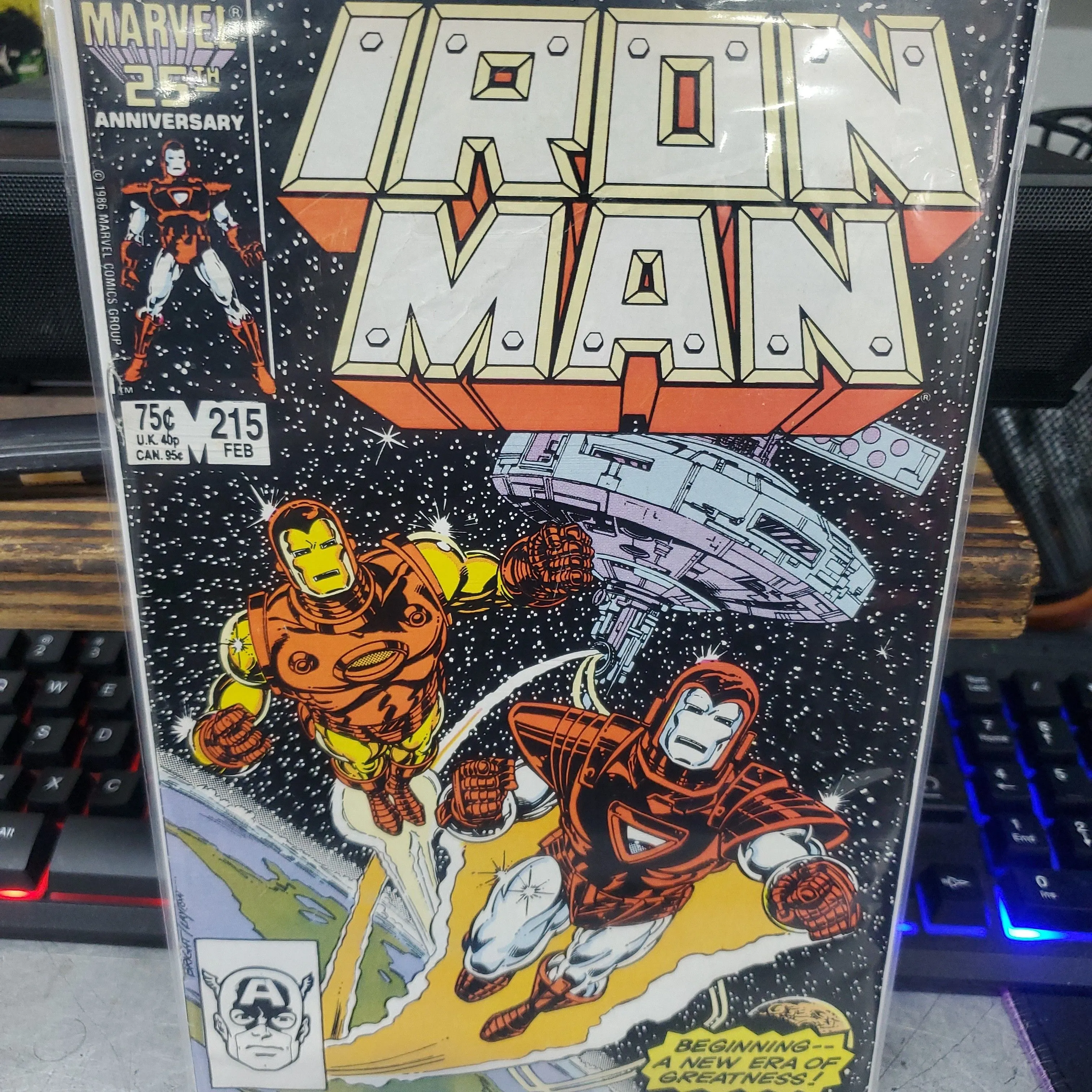 Product image for Iron Man #215 (1987 Classic Cover w/ Tony Stark and Rhodes in Space)