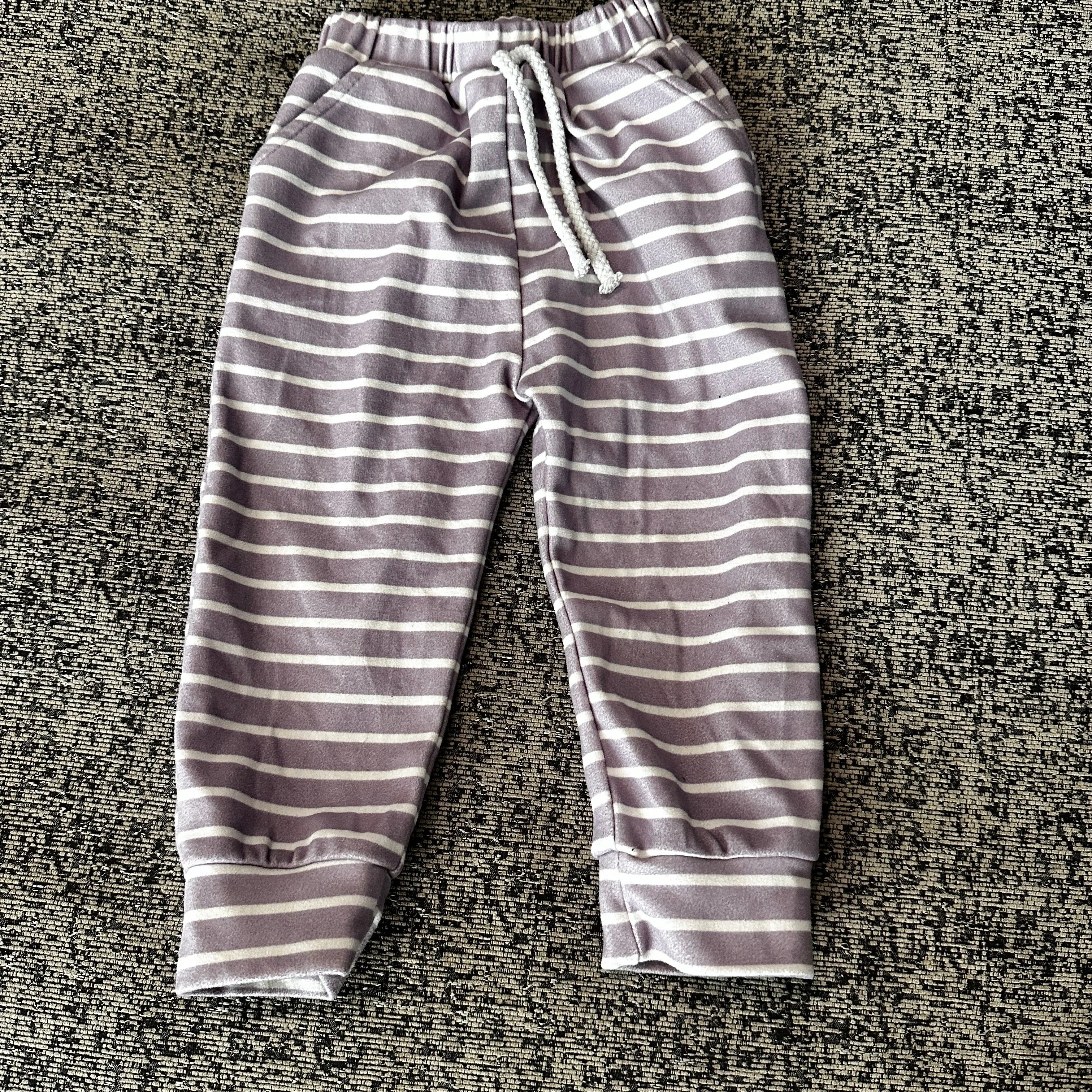 Product image for Box C: 144: 12-18M purple and white striped pants joggers sweatpants bottoms 🍂☀️