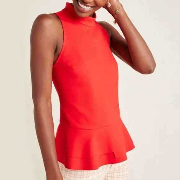 Product image for Anthropologie Cressida Mock Neck Tank Top Red Size Medium