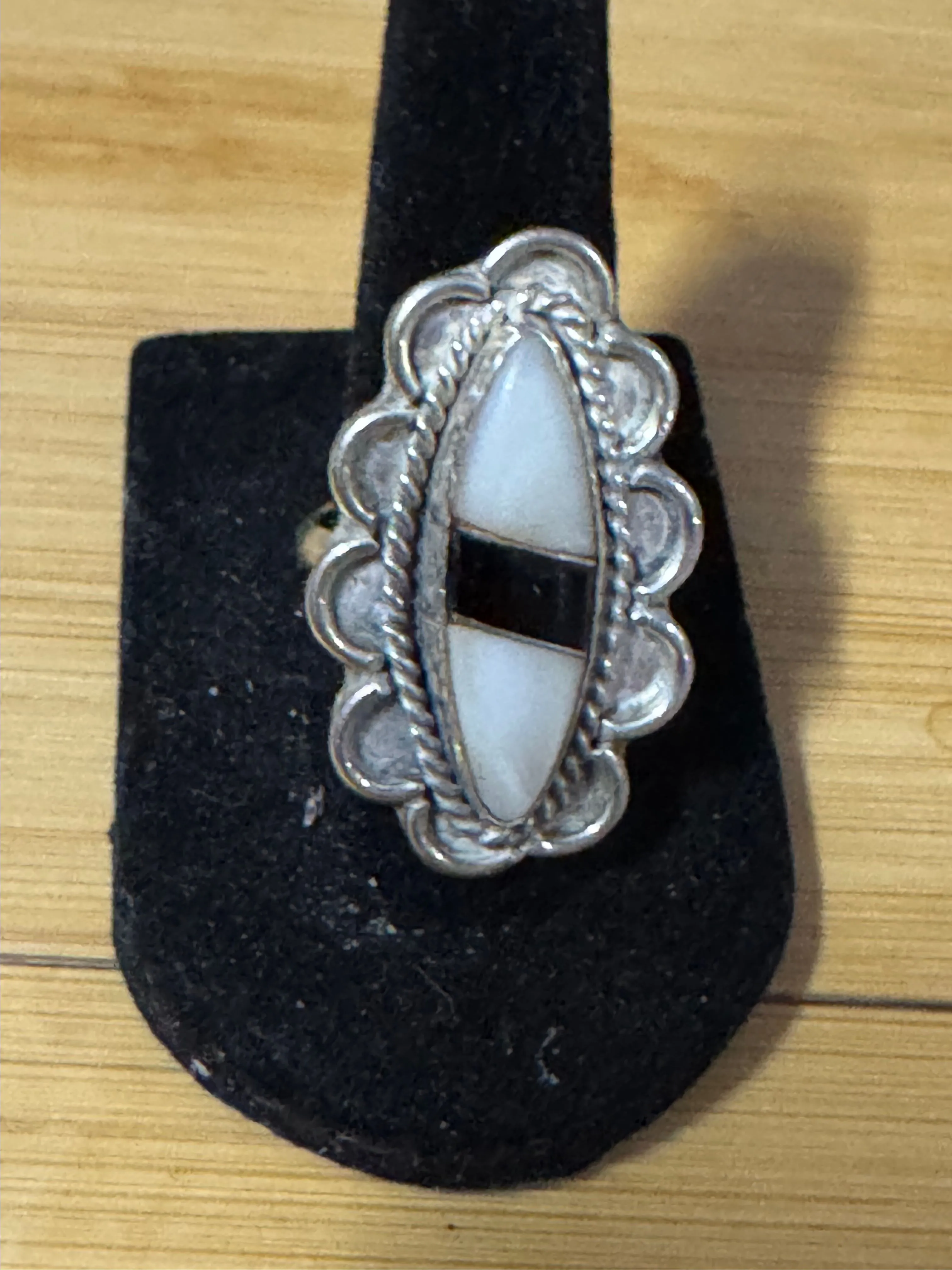 Product image for Vintage piece, likely from the 1960s or 1970s, featuring black onyx and mother-8