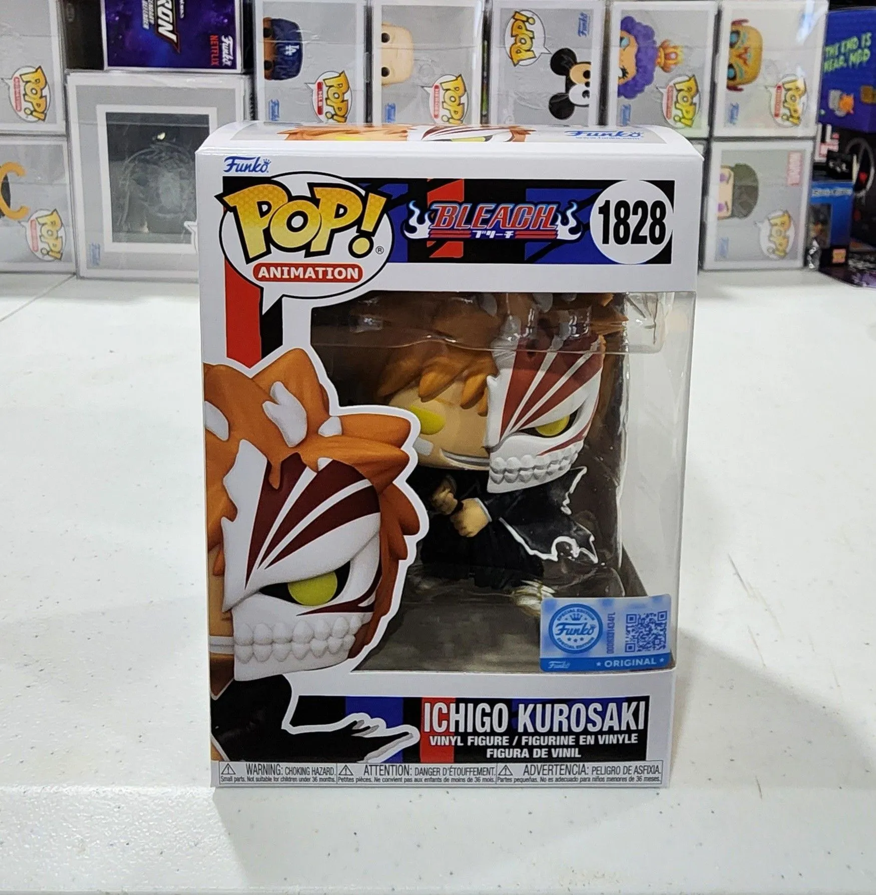 Product image for Funko Pop Bleach Ichigo Kurosaki Half Mask Game Stop Exclusive # 1828 +Protector