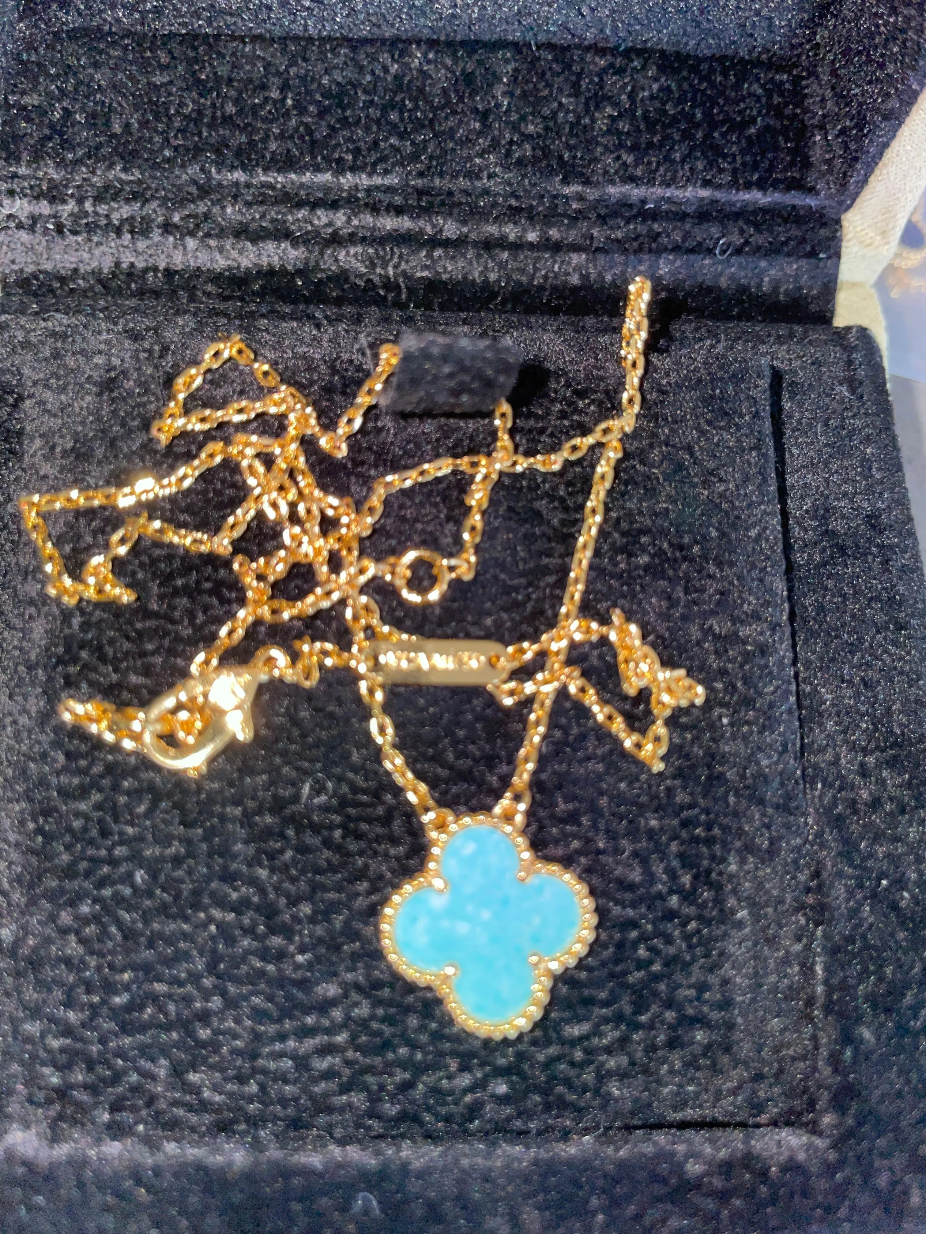 Product image for 18K Gold, Turquoise, Clover Necklace