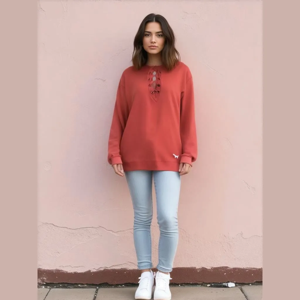 Product image for Women's PINK Victoria's Secret Sweatshirt XS Red Lace Up