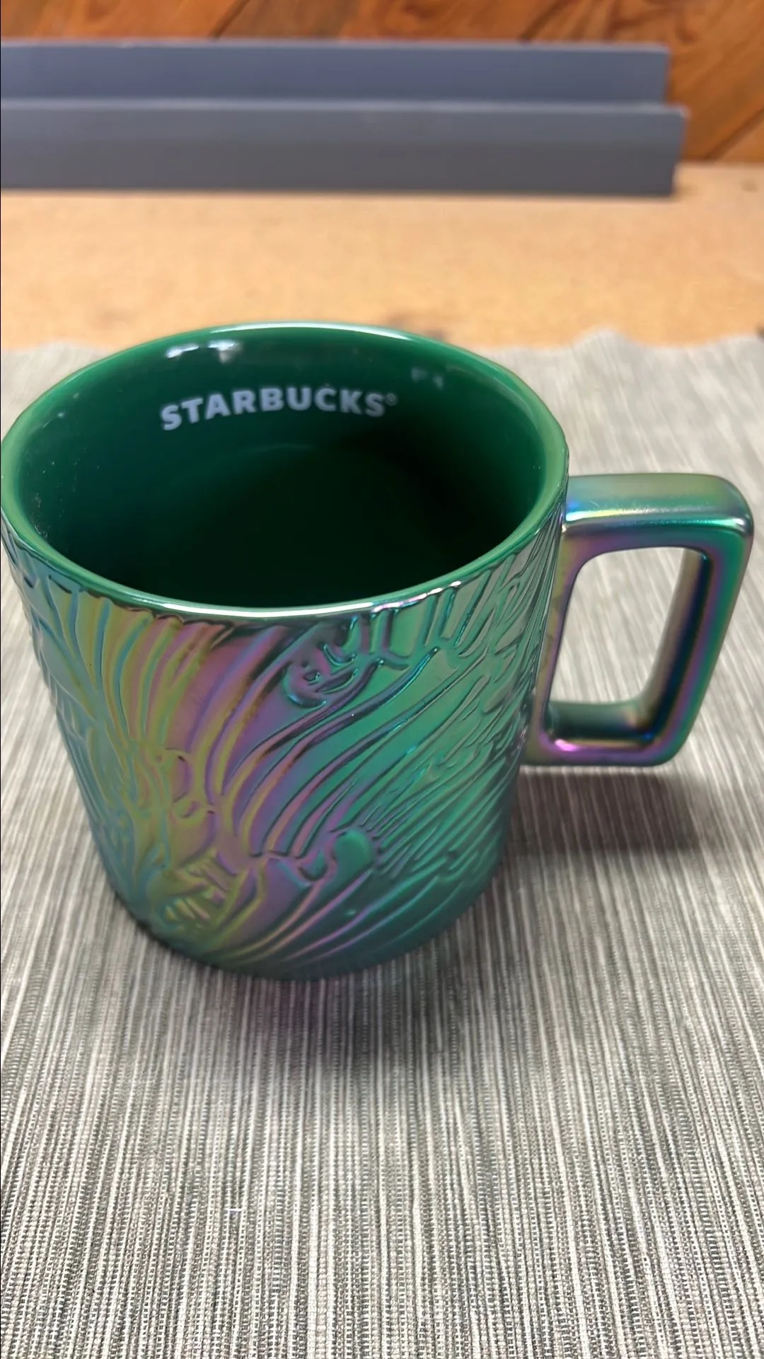 Product image for NEW Starbucks 2024 Siren mermaid tail, ceramic mug iridescent green
