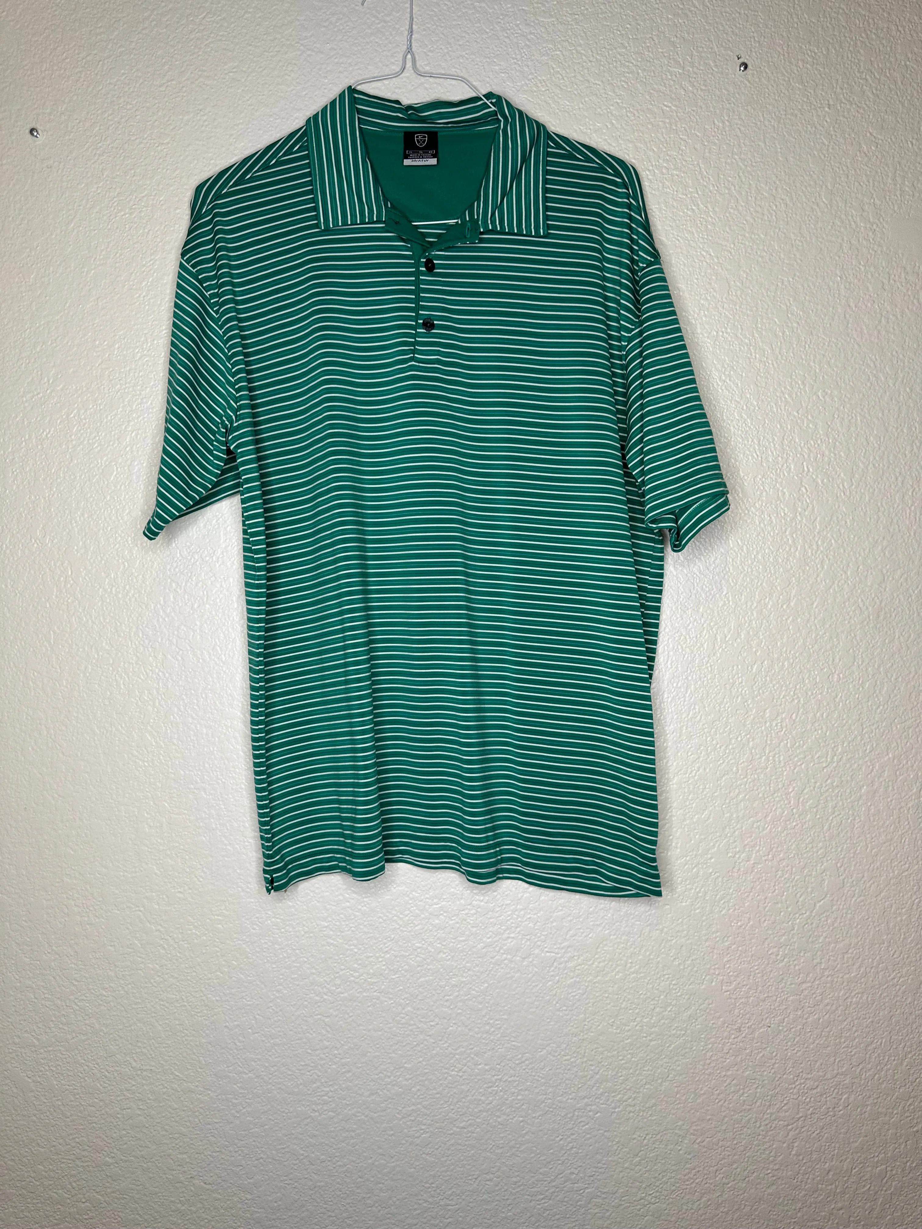 Product image for Nike Dri Fit Golf Polo XL Green and White Stripe