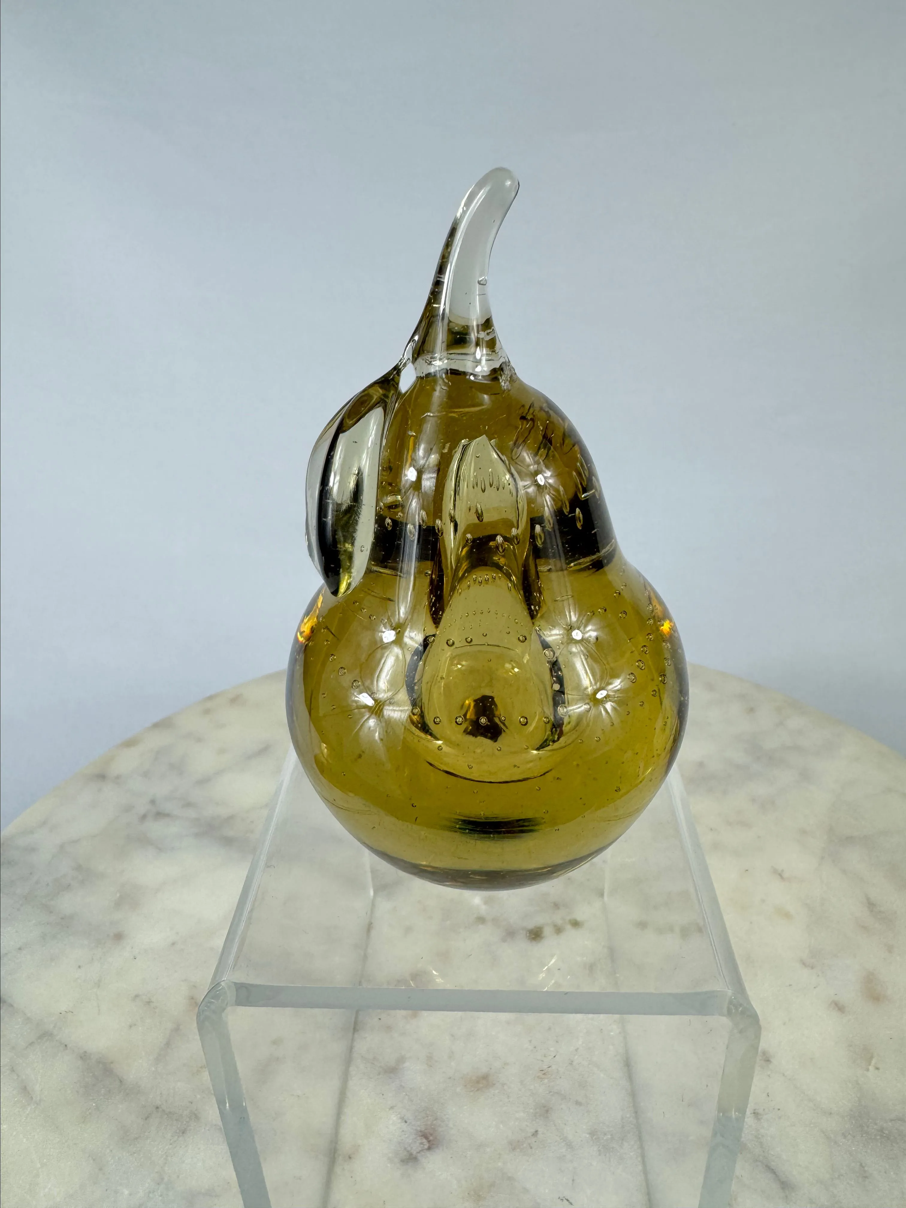 Product image for #944 Murano Controlled Bubble Glass Pear Paperweight