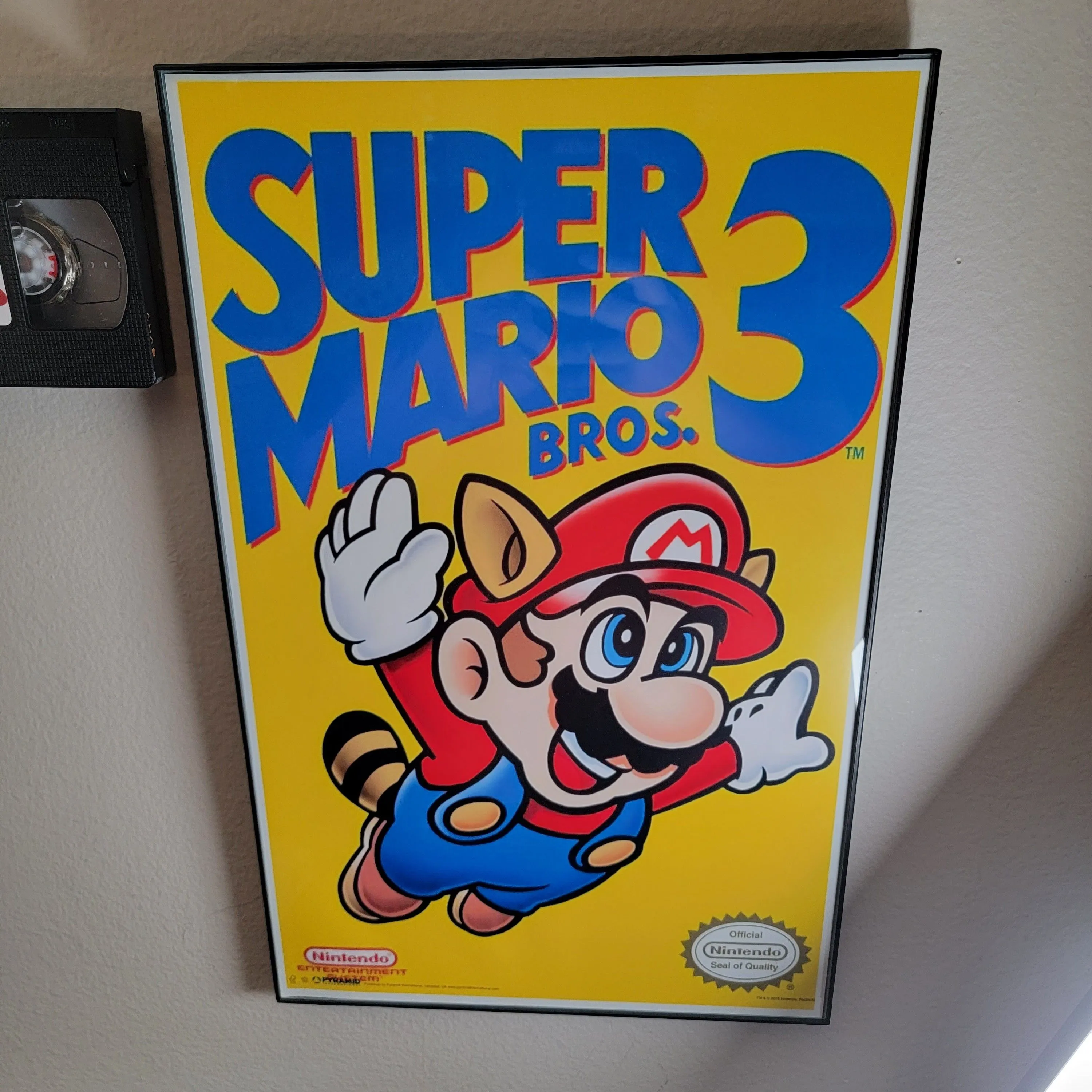 Product image for super mario 3 giant custom art 11x17 infinity edge glass frame !