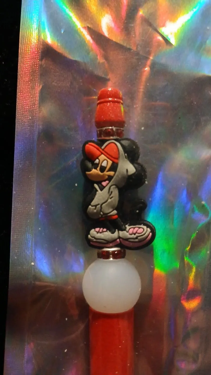 Product image for Beadable Pens - black, red and white ombre Mickey Mouse pen #6i