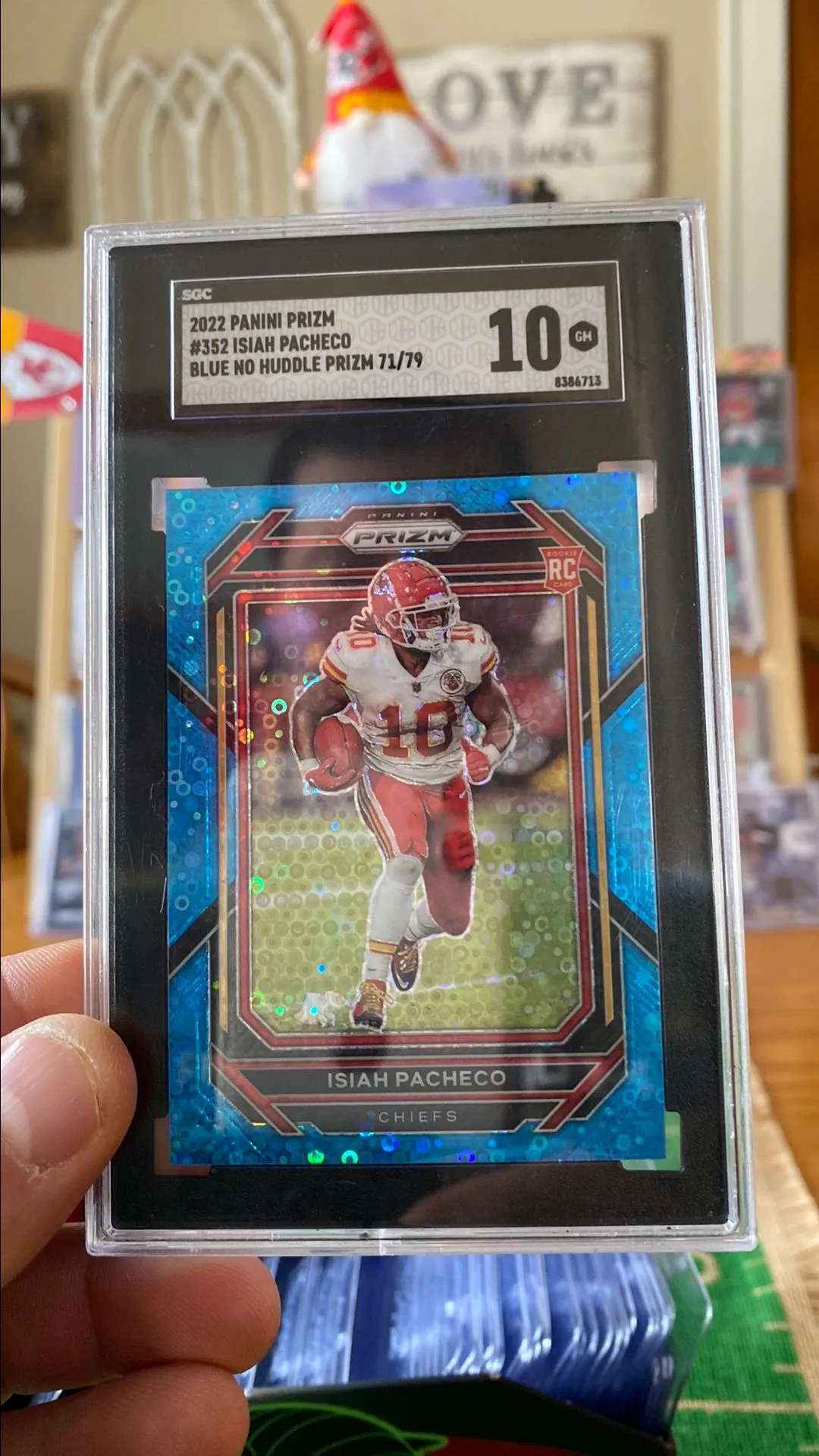 Product image for 2022 Panini Prizm Isiah Pacheco SGC Blue No Huddle Prizm 10