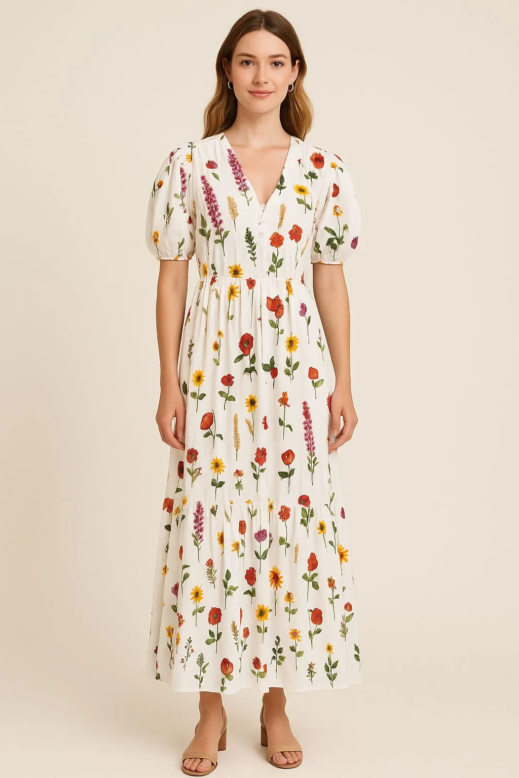 Product image for 251. Floral White Maxi Dress