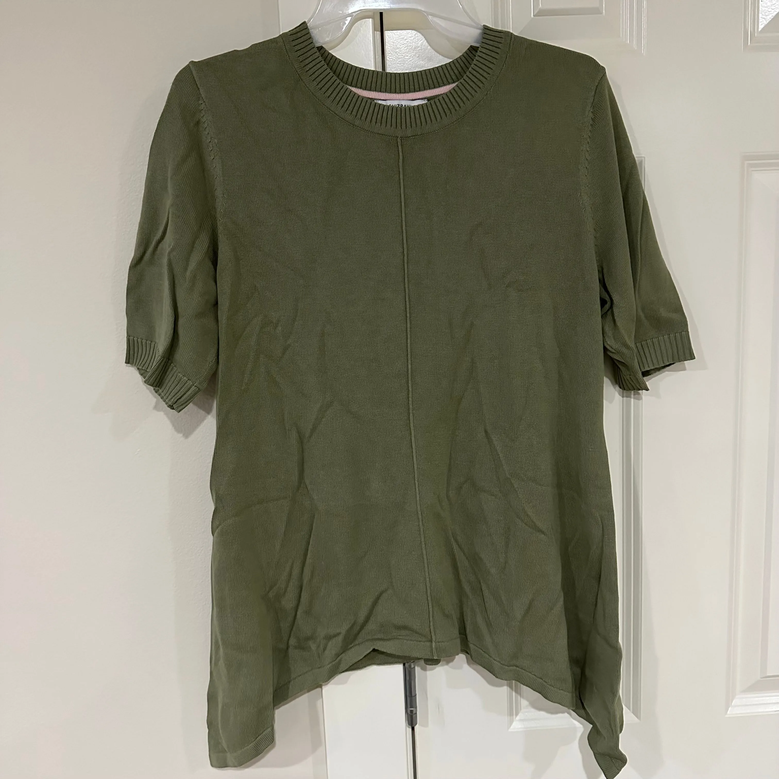 Product image for Women’s Size Small Isaac Mizrahi Crew Neck Cascade Hem Pullover Sweater Shirt