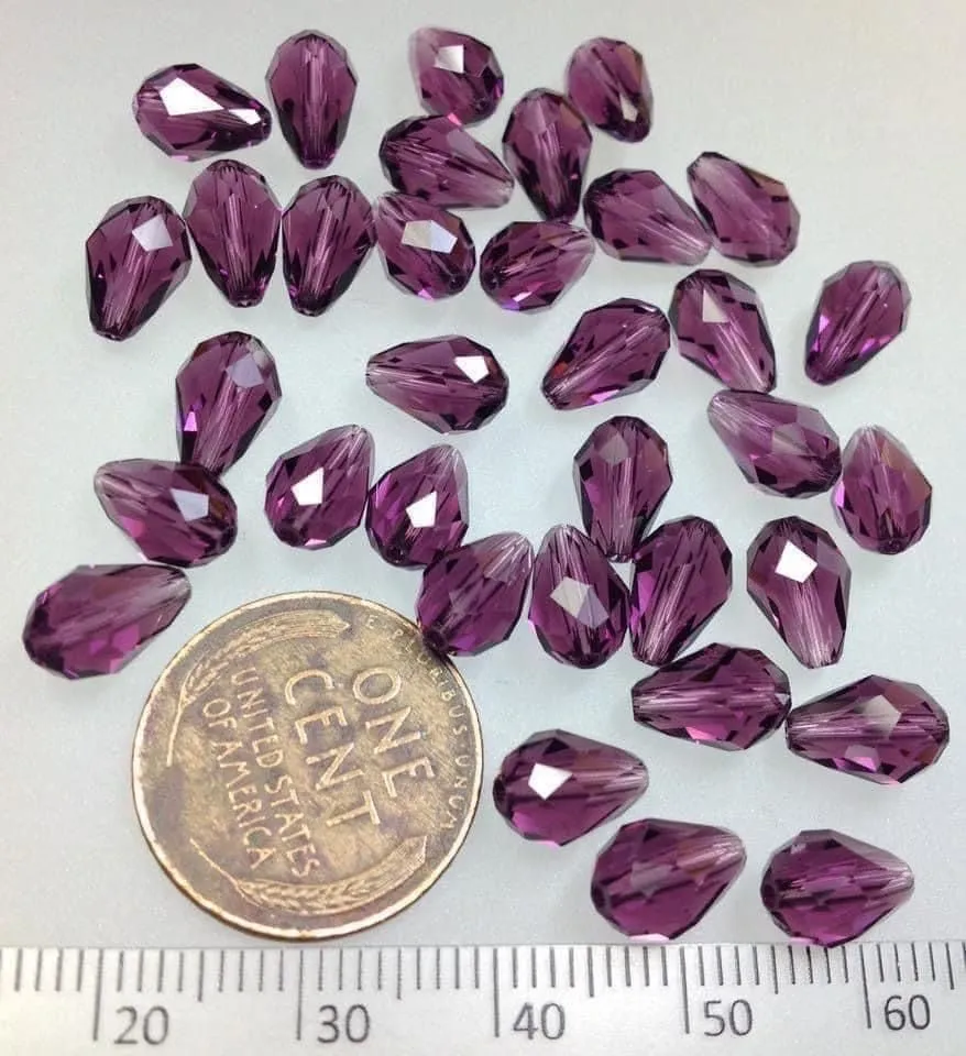 Product image for CS24. Swarovski Crystal Teardrop Beads, Art. 5500, in Amethyst - 4 pcs