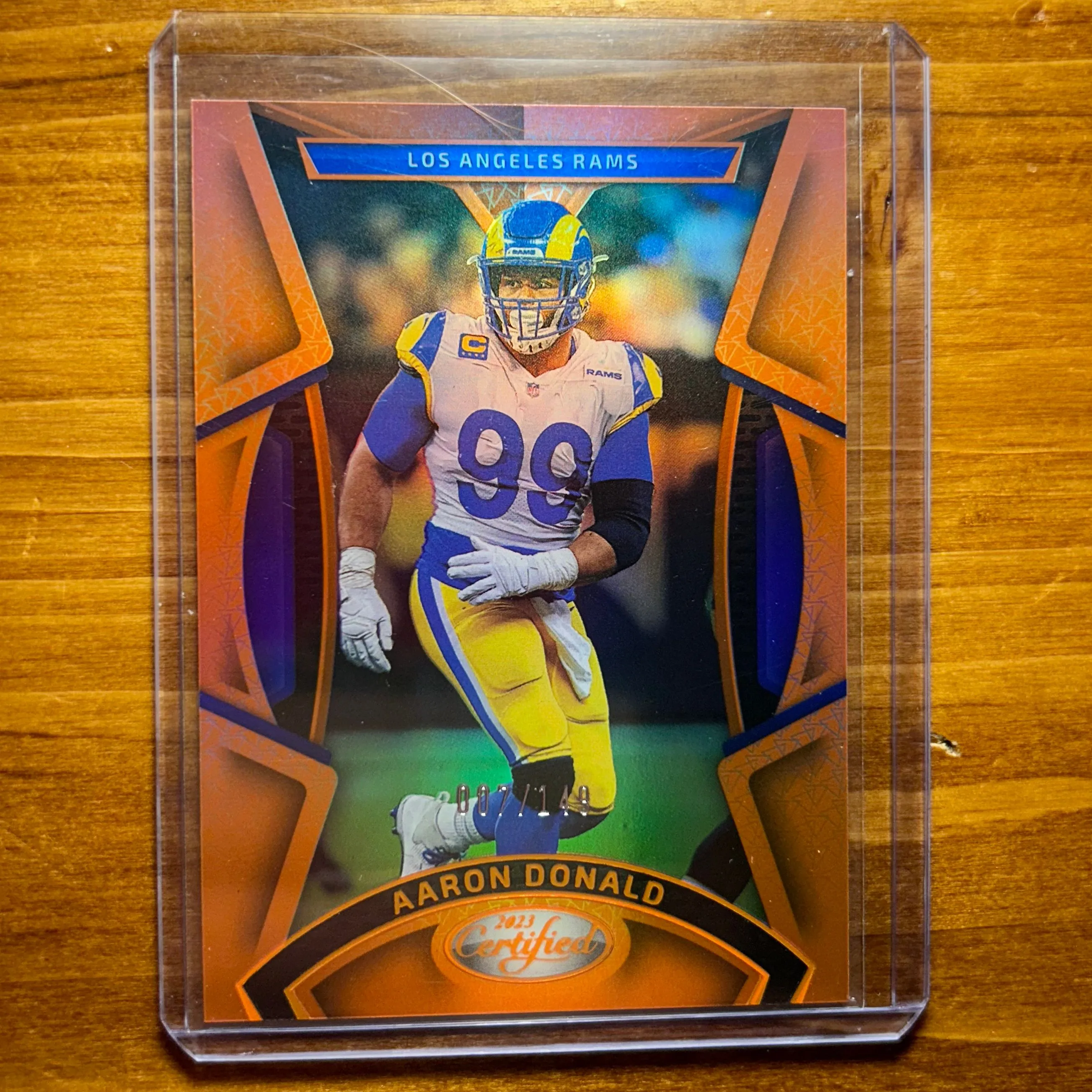 Product image for Aaron Donald - 2023 Panini Certified Mirror Orange SP #87 - Los Angeles Rams - #007/149