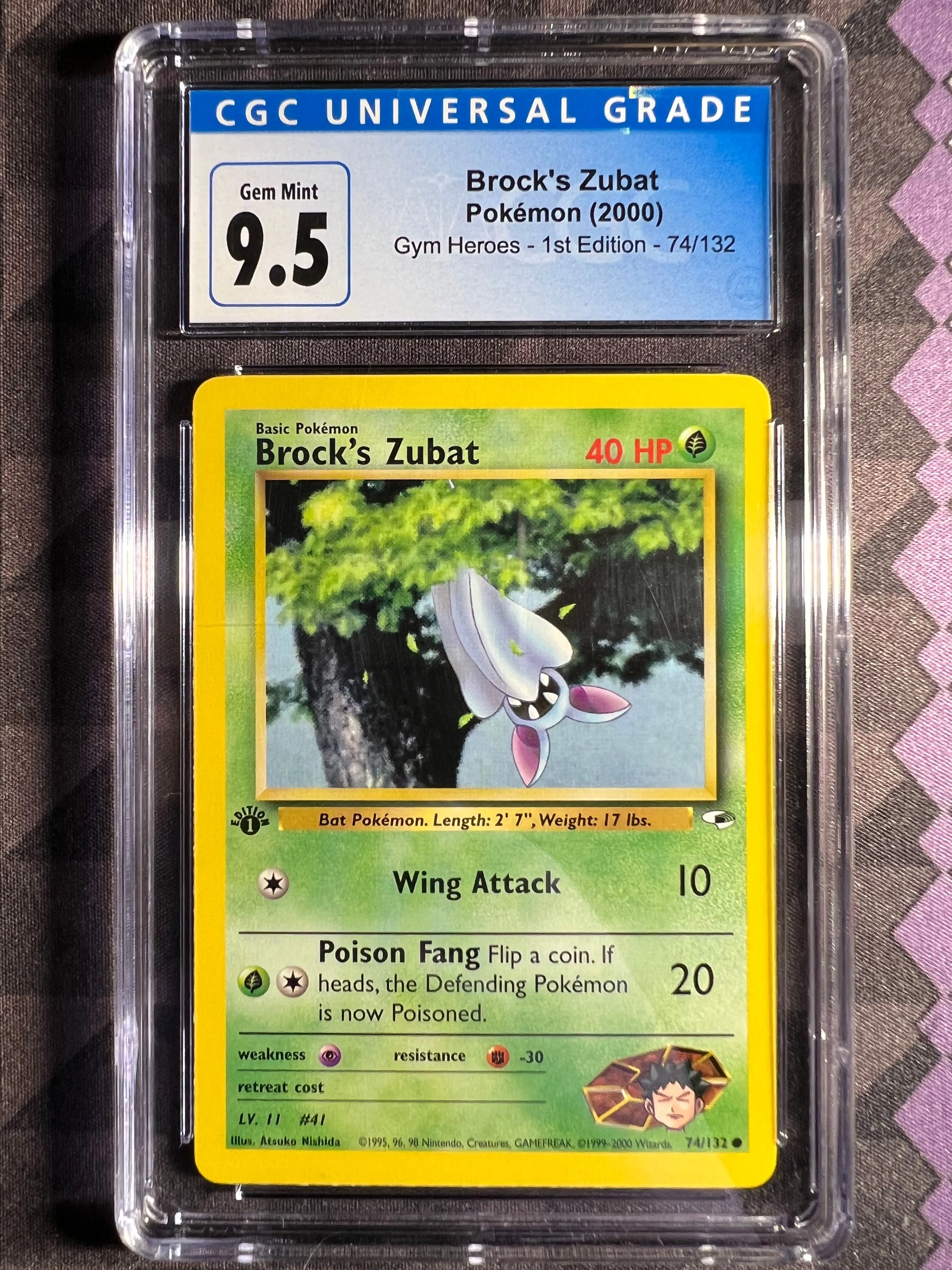 Product image for SL: 2000 Gym Heroes - 1st Edition Brock's Zubat  CGC Gem Mint 9.5