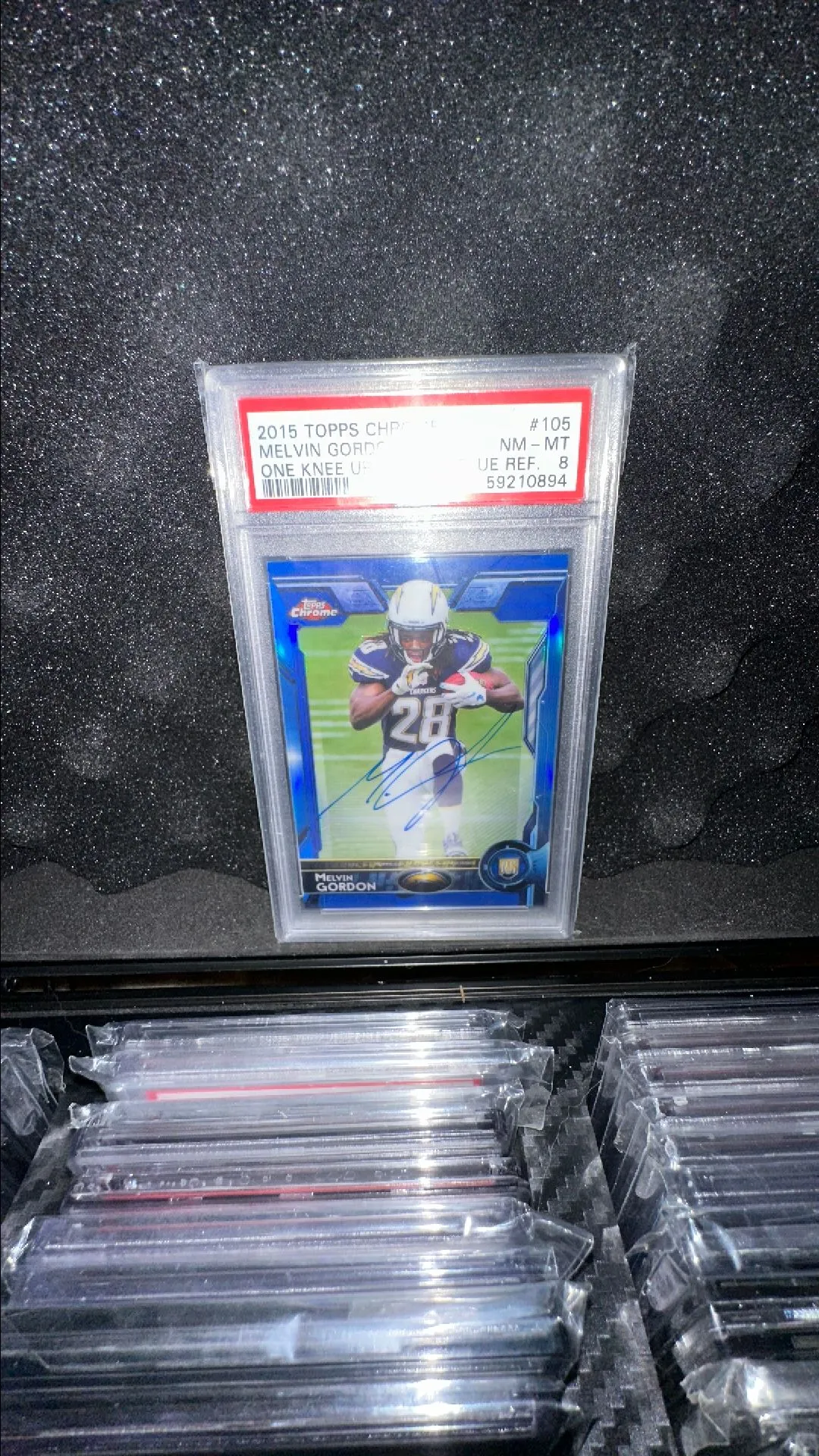 Product image for 2015 Topps Chrome Melvin Gordon 105 Autograph-Blue Refractor PSA NM-MT 8