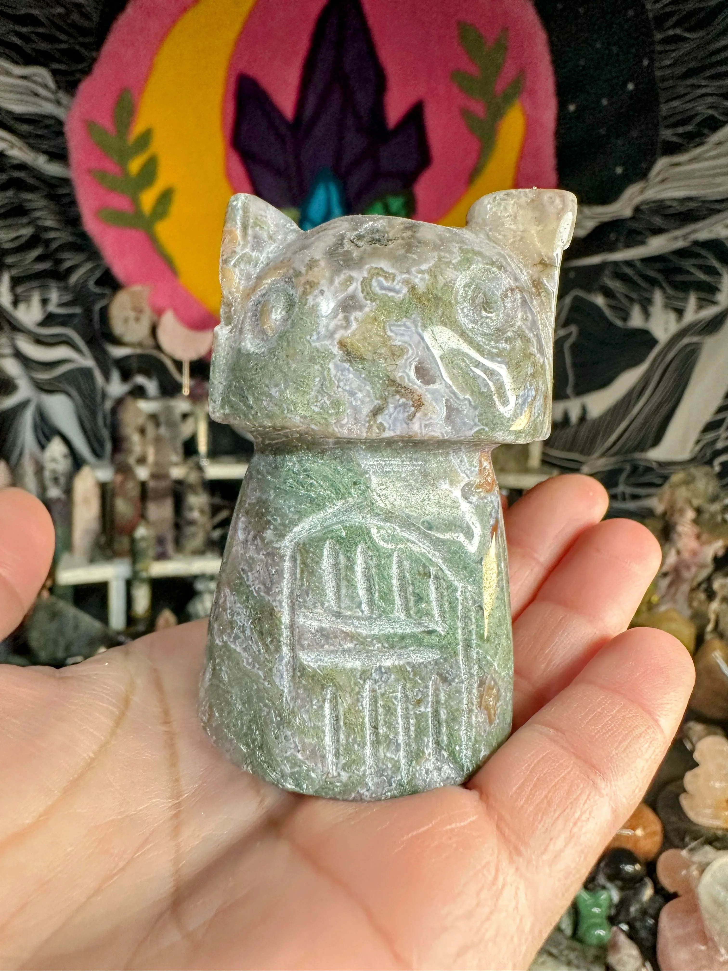 Product image for Moss agate mushroom house