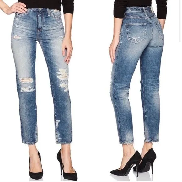 Product image for AG jeans 29 NWT Adriano Goldschmied Phoebe Straight Leg vintage tapered embroidered