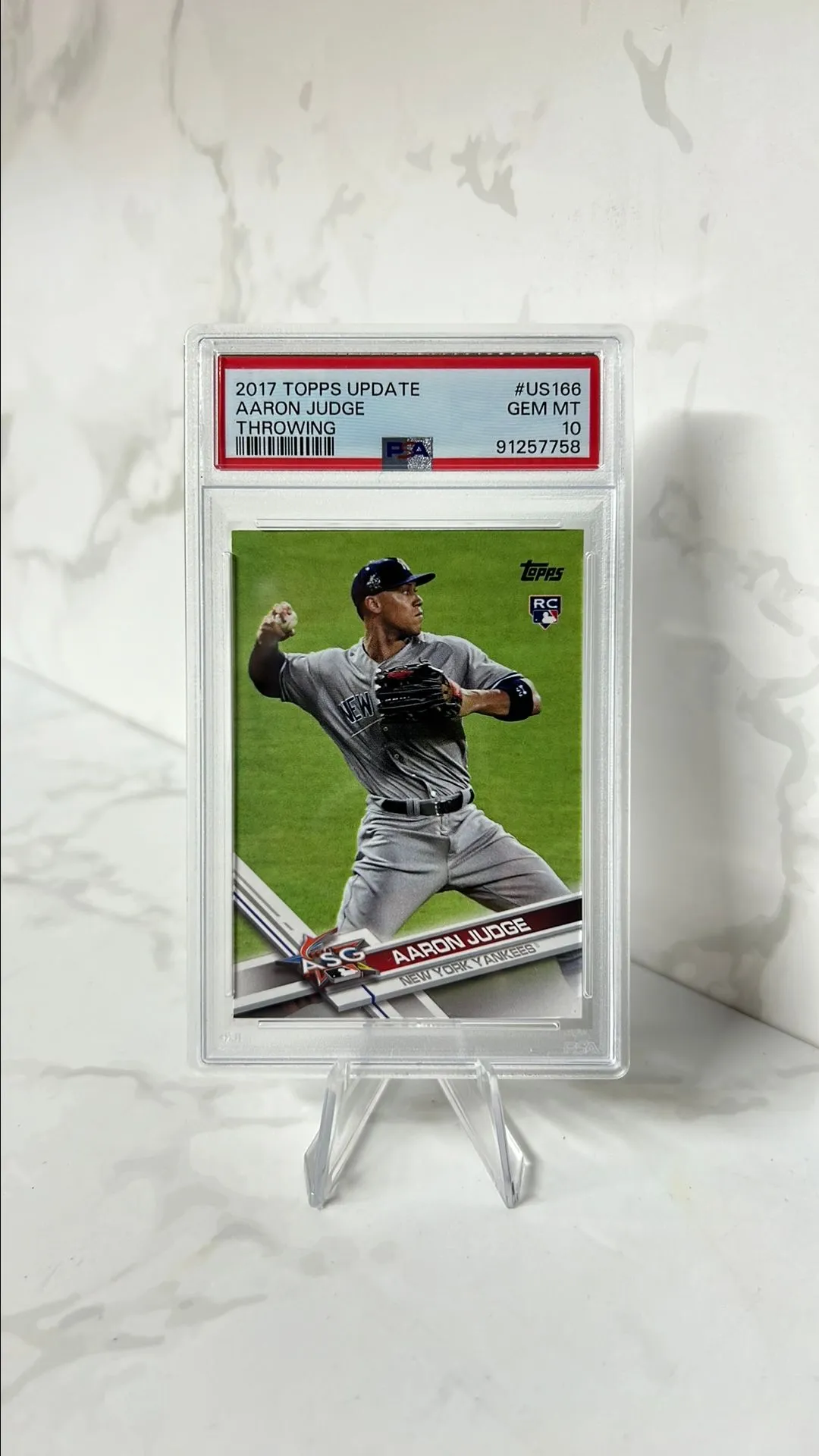 Product image for 2017 Topps Update Aaron Judge US166 Throwing PSA GEM MT 10 Yankees