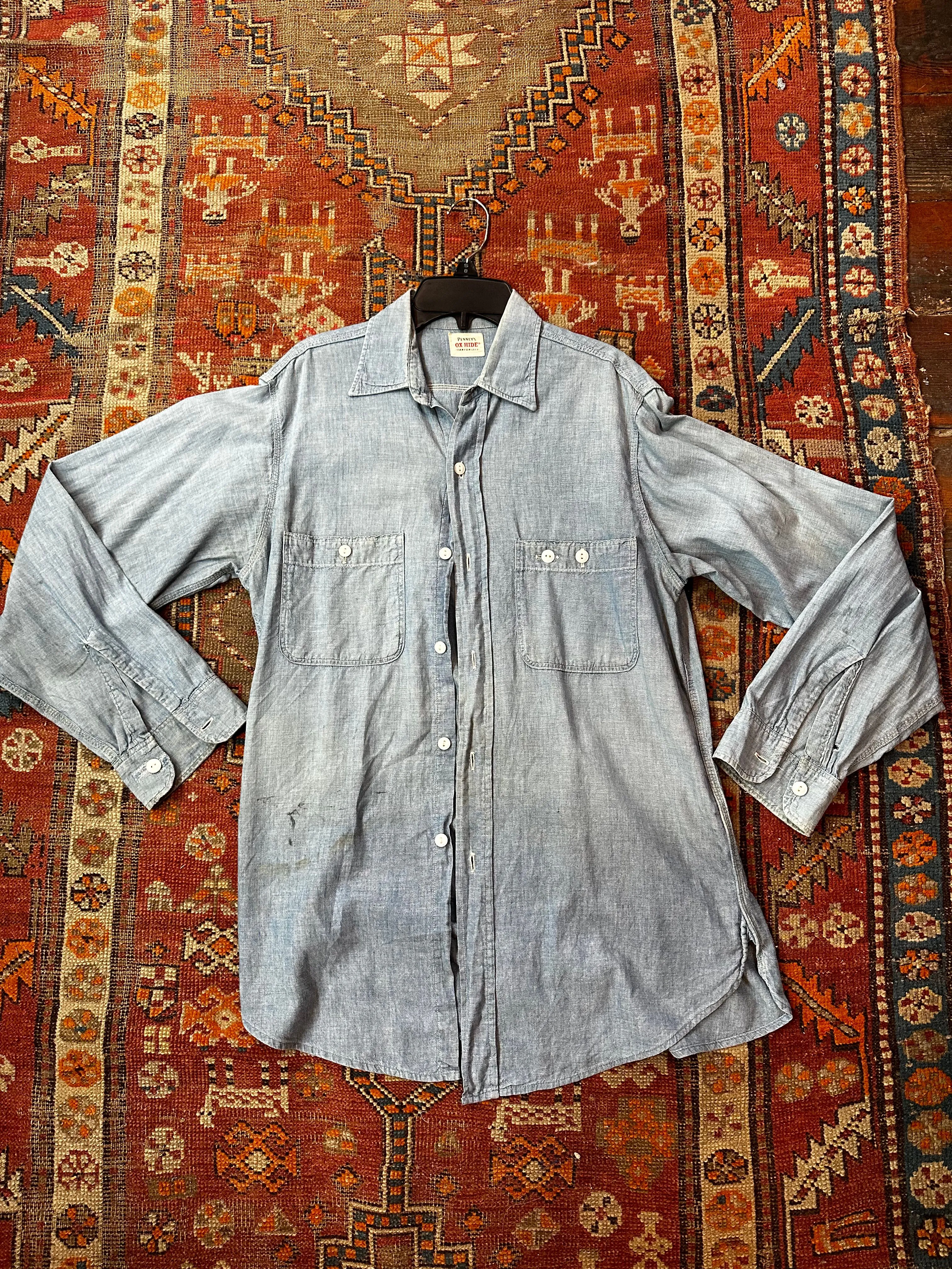Product image for 40s Penney’s ox hide denim chambray button up