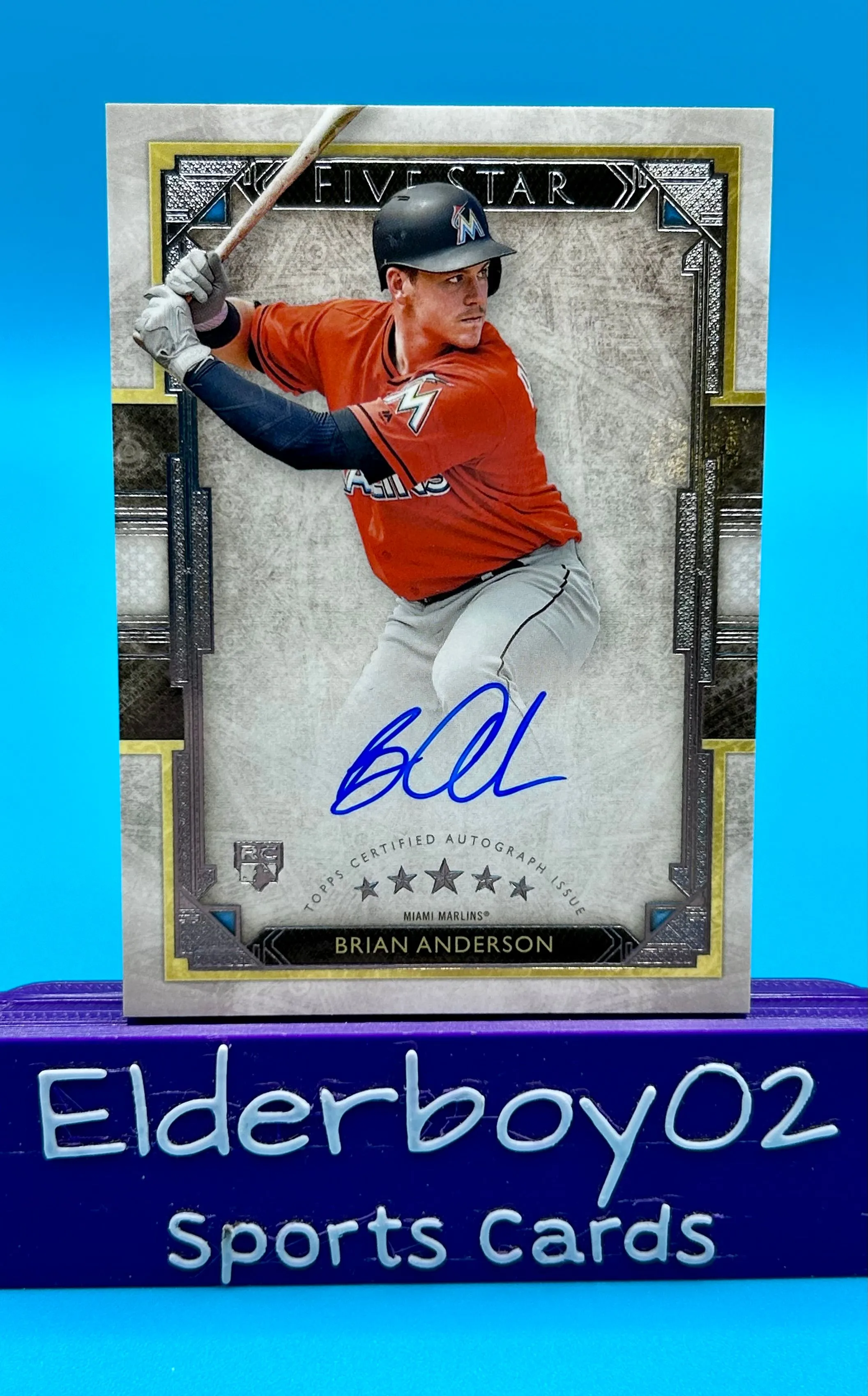 Product image for Brian Anderson Auto Rookie On Card 2018 Topps Five Star Baseball Miami Marlins Milwaukee Brewers Atl