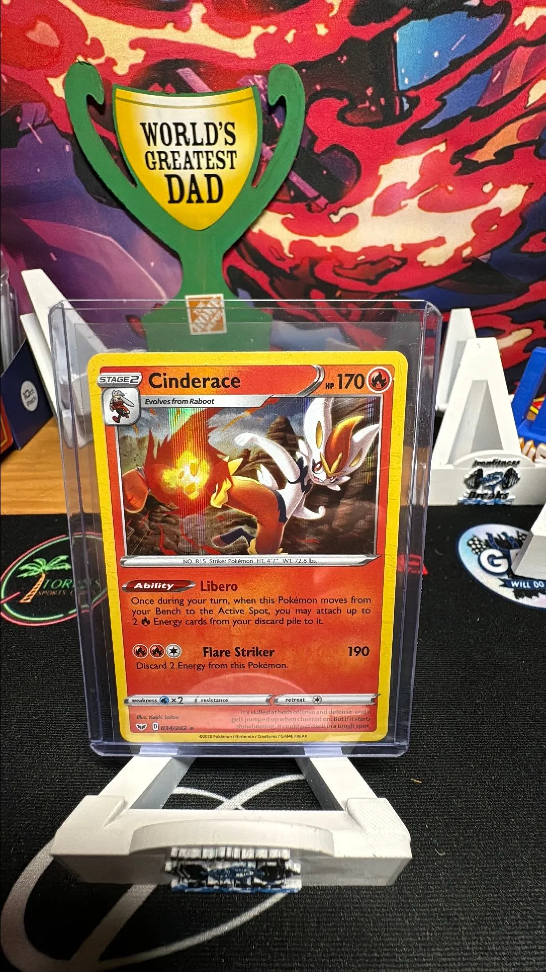Product image for Pokémon TCG Cinderace Sword & Shield Base Set 034/202 Holo Rare