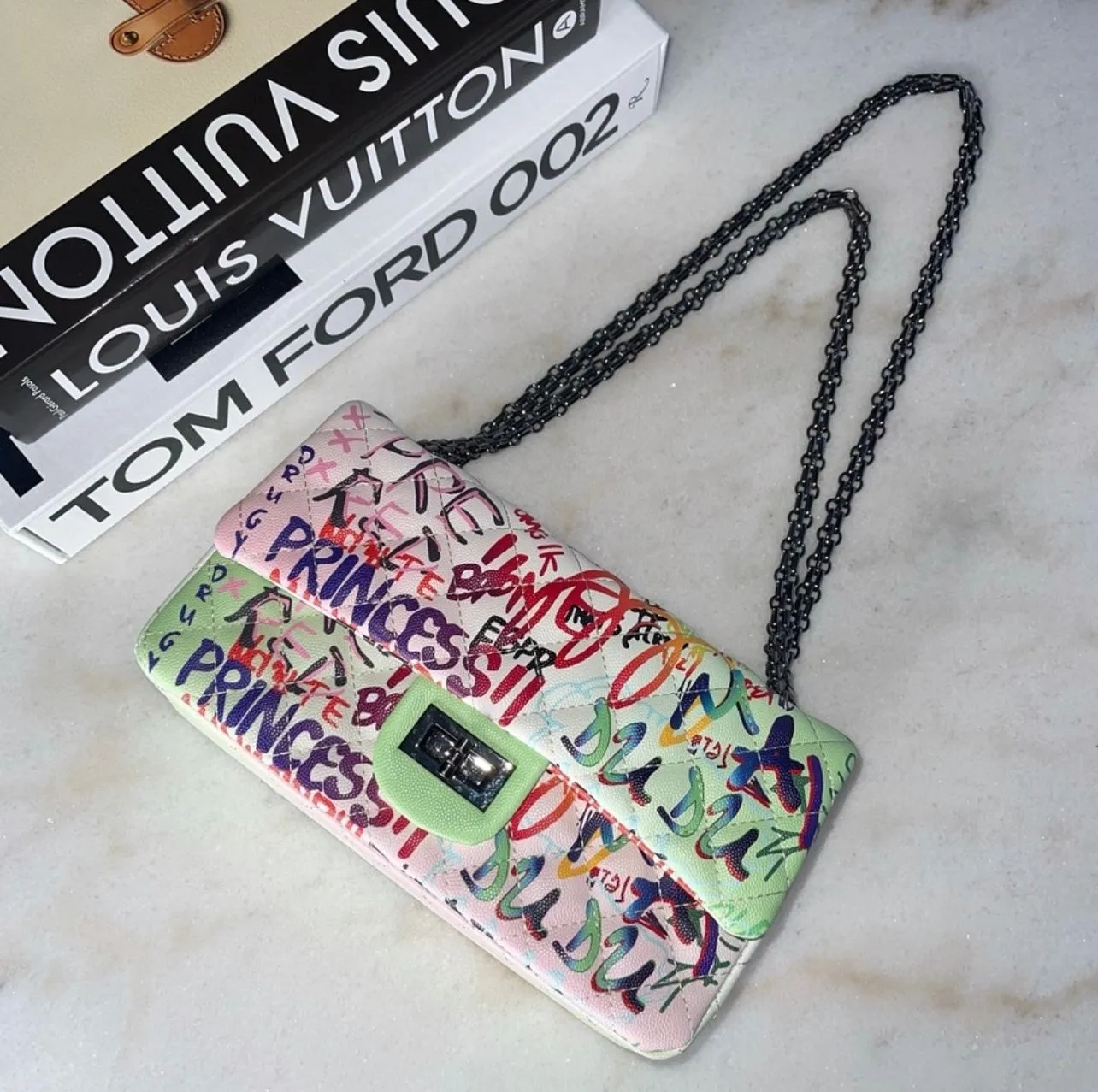 Product image for 69. New "Flaunt It" - Multicolored Graffiti Handbag.