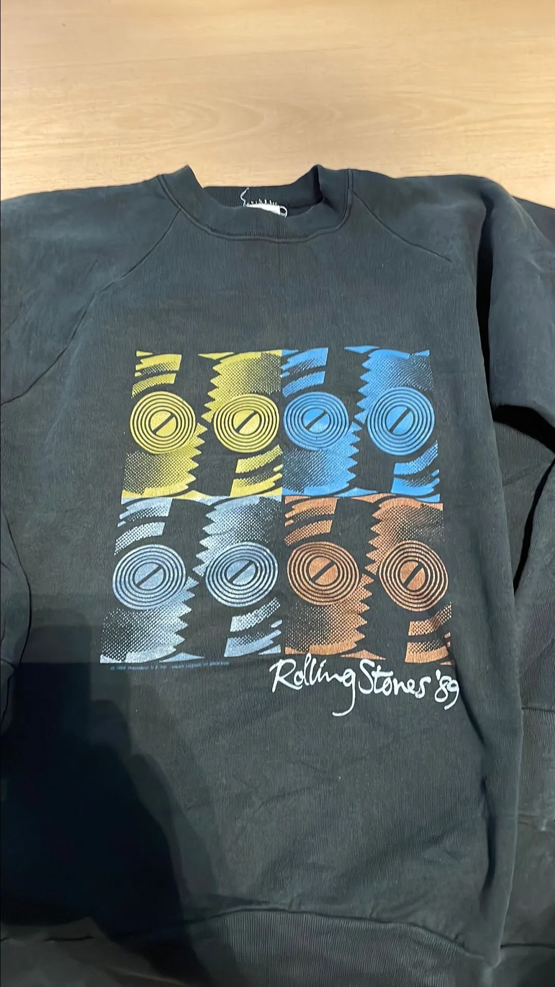 Product image for 1989 ROLLING STONES NA TOUR BLACK CREWNECK XL