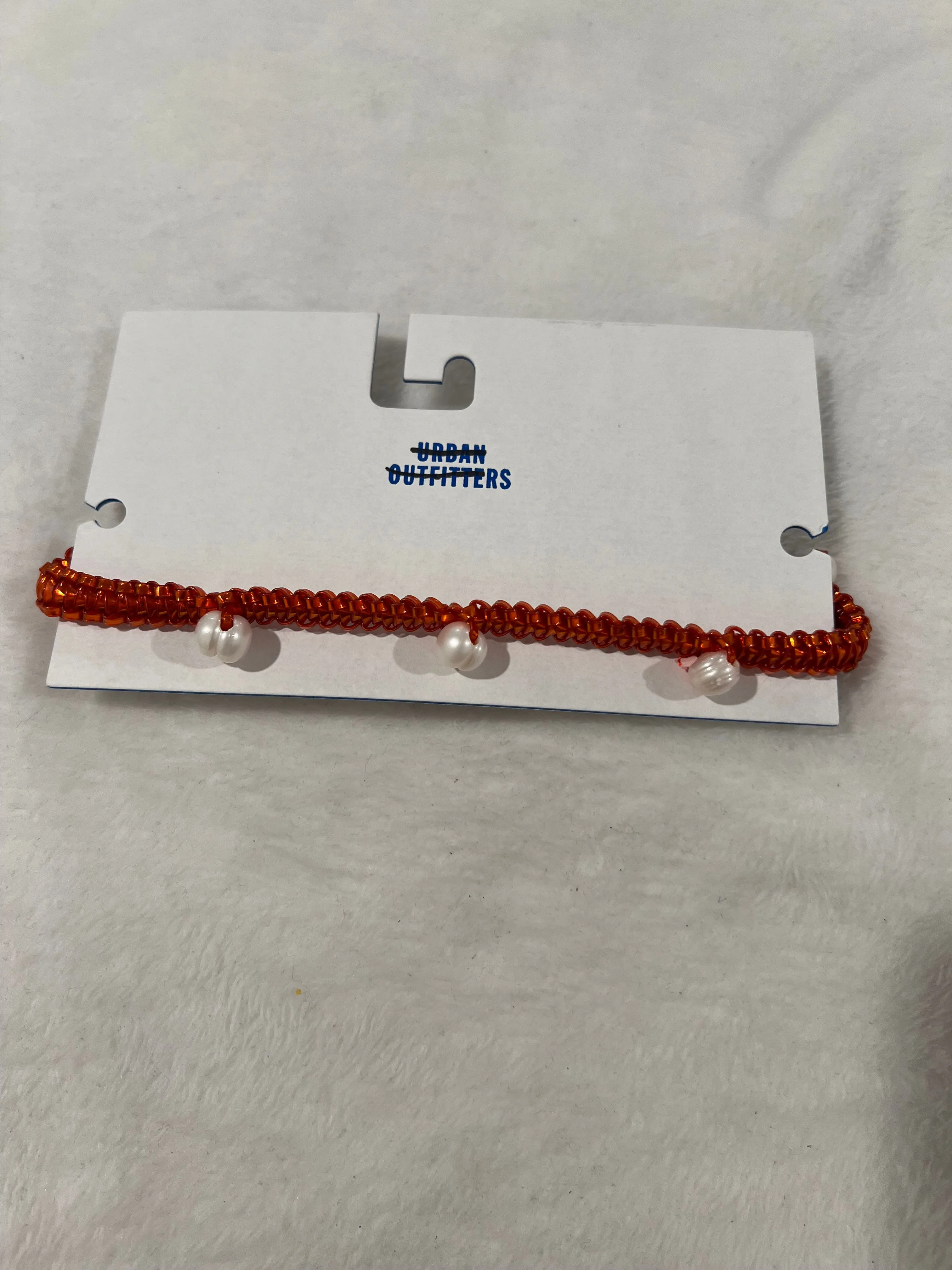 Product image for Urban Outfitters Red Bracelet with Pearls