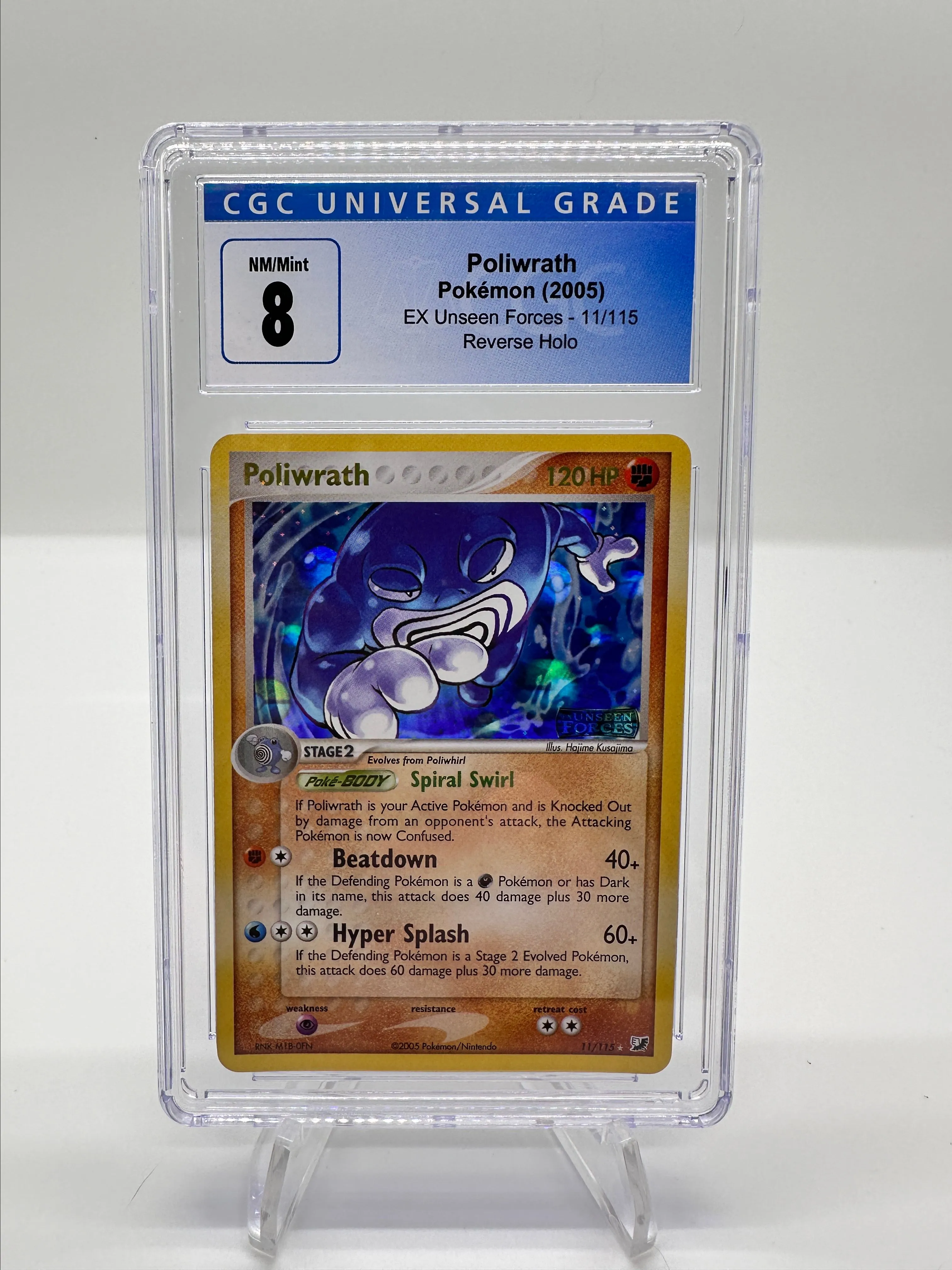 Product image for Poliwrath Rev. Holo stamped EX Unseen Forces CGC 8