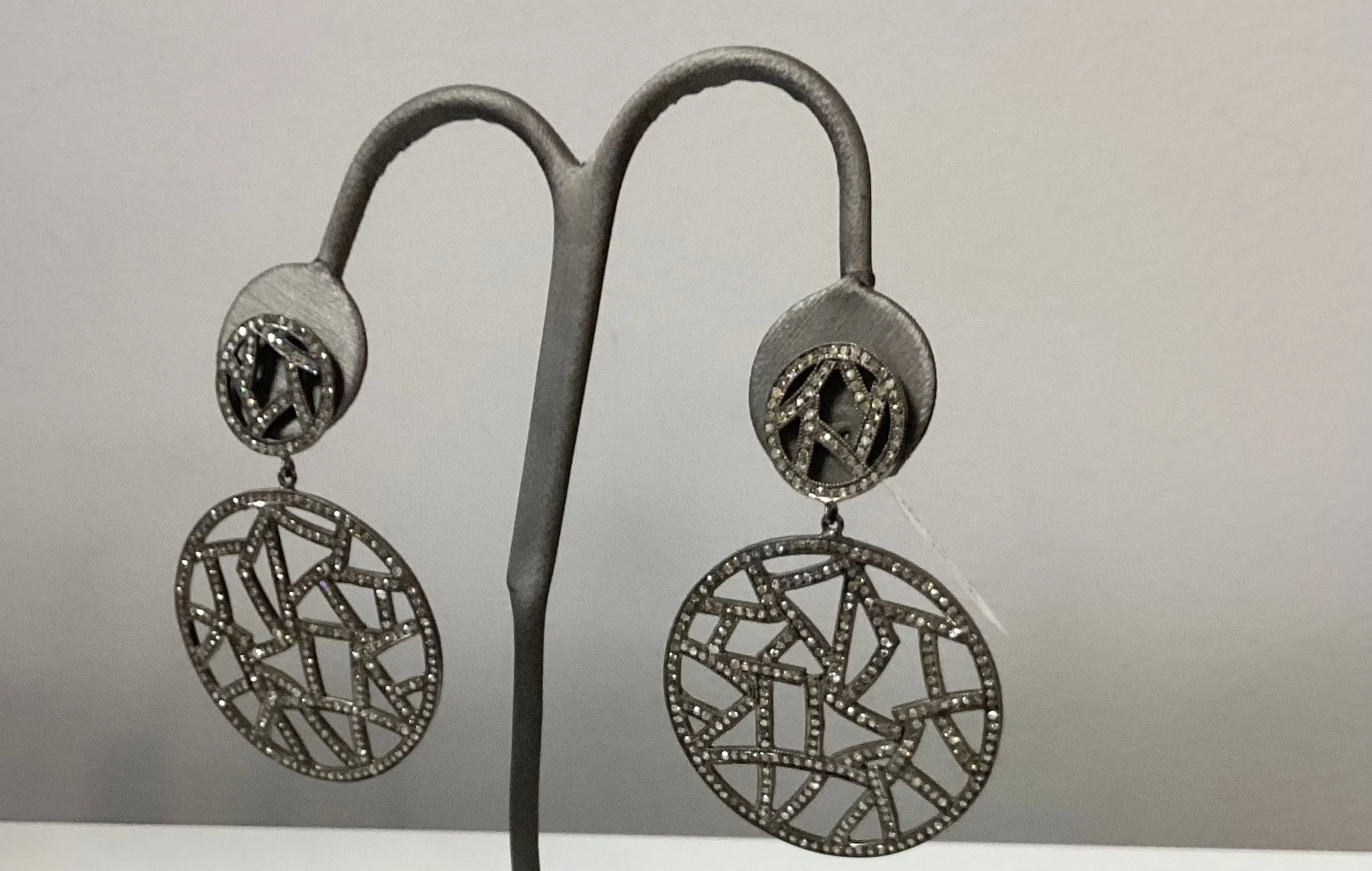 Product image for SDE10690 10KT gold 3.98CT T/W Diamonds and Sterling Silver with Black Rhodium earrings