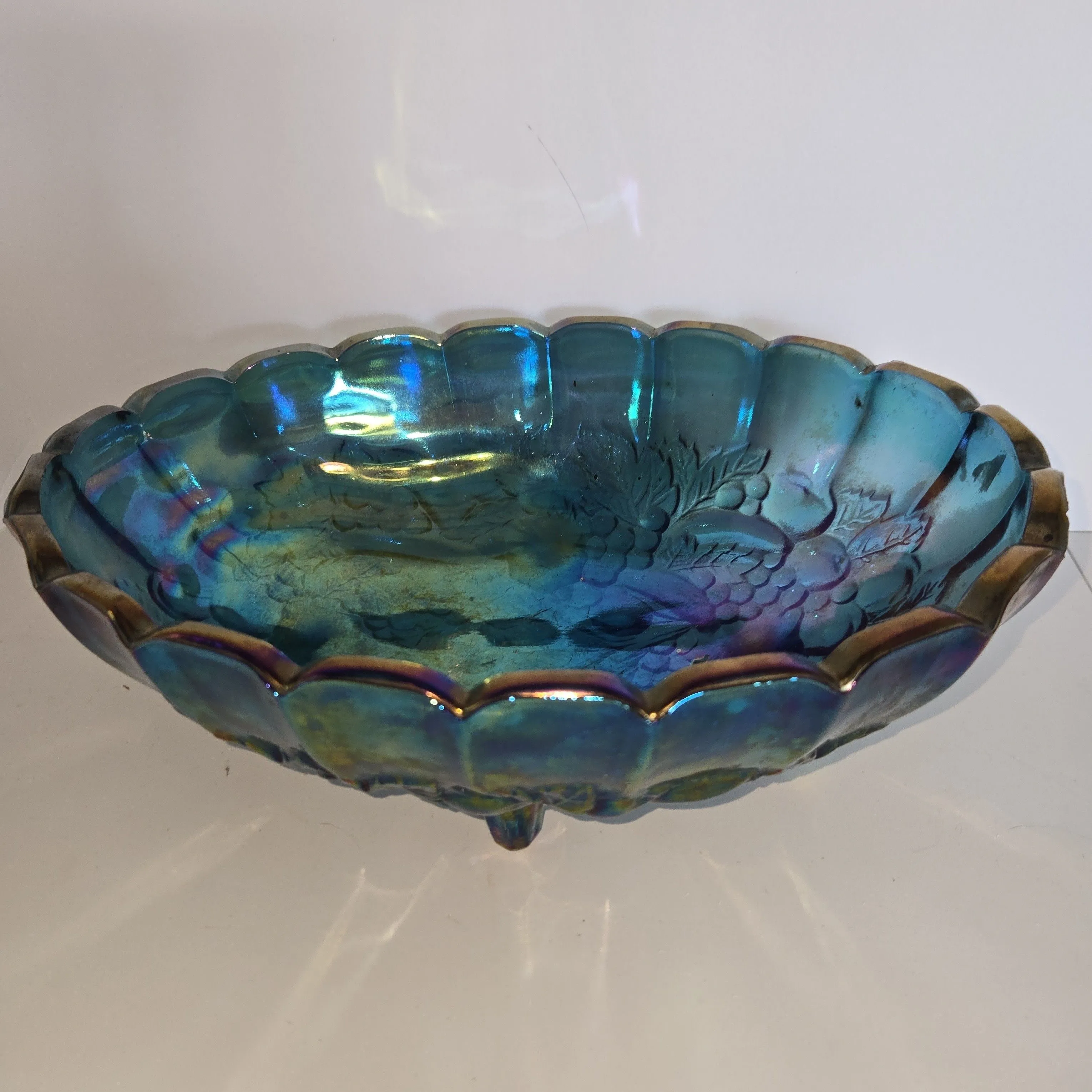 Product image for 82-Indiana Blue Carnival Glass Console Bowl
