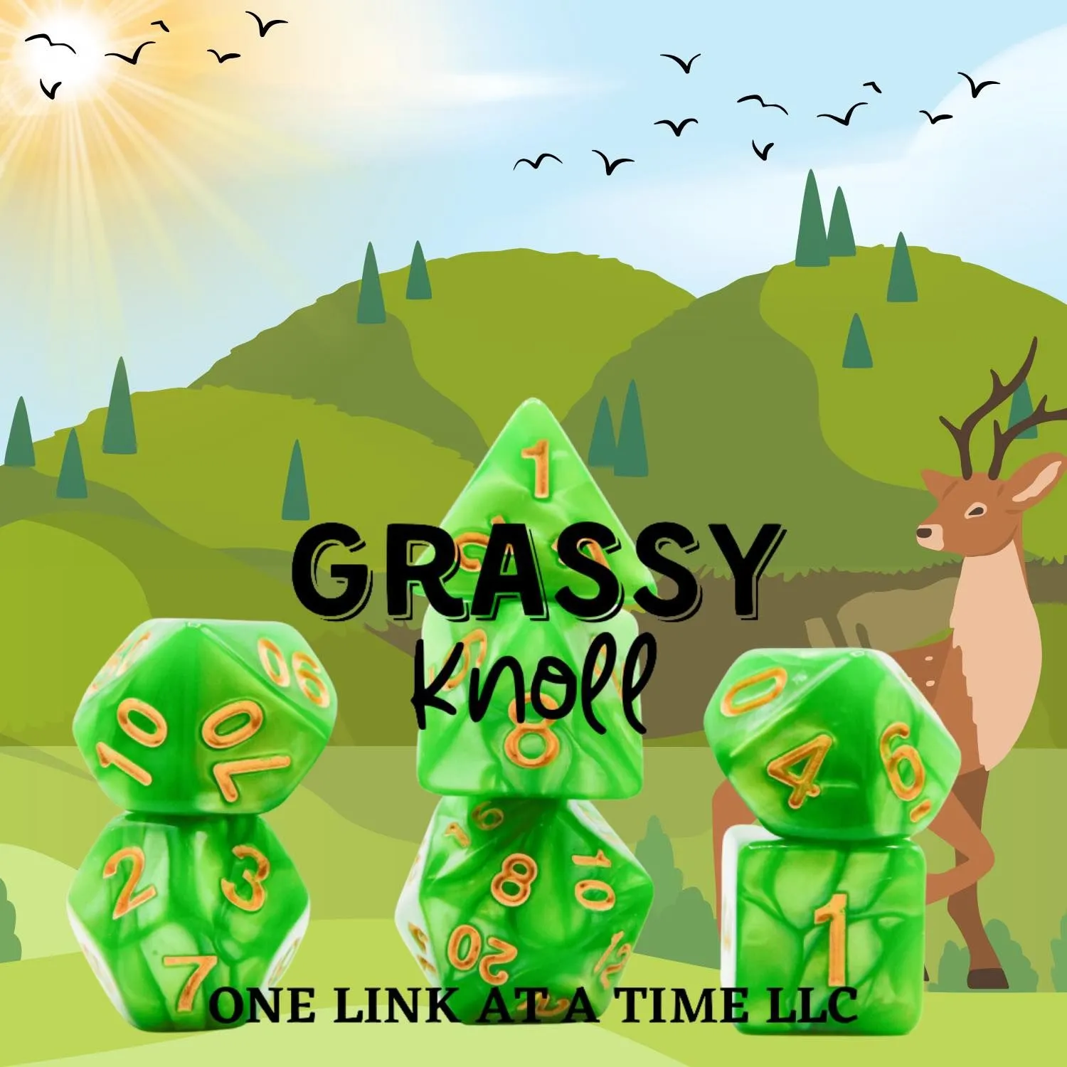 Product image for [GRASSY KNOLL] 7pc Acrylic Dice Set [ACR117]