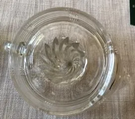 Product image for Hazel Atlas large clear pressed glass juicer.