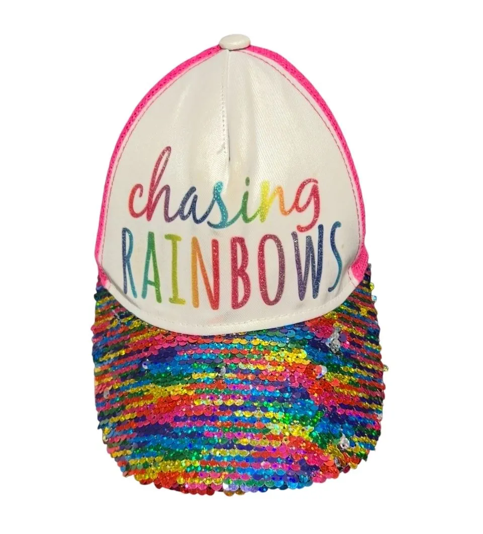 Product image for Colorful Sequin Rainbow Hat with Playful Embroidery