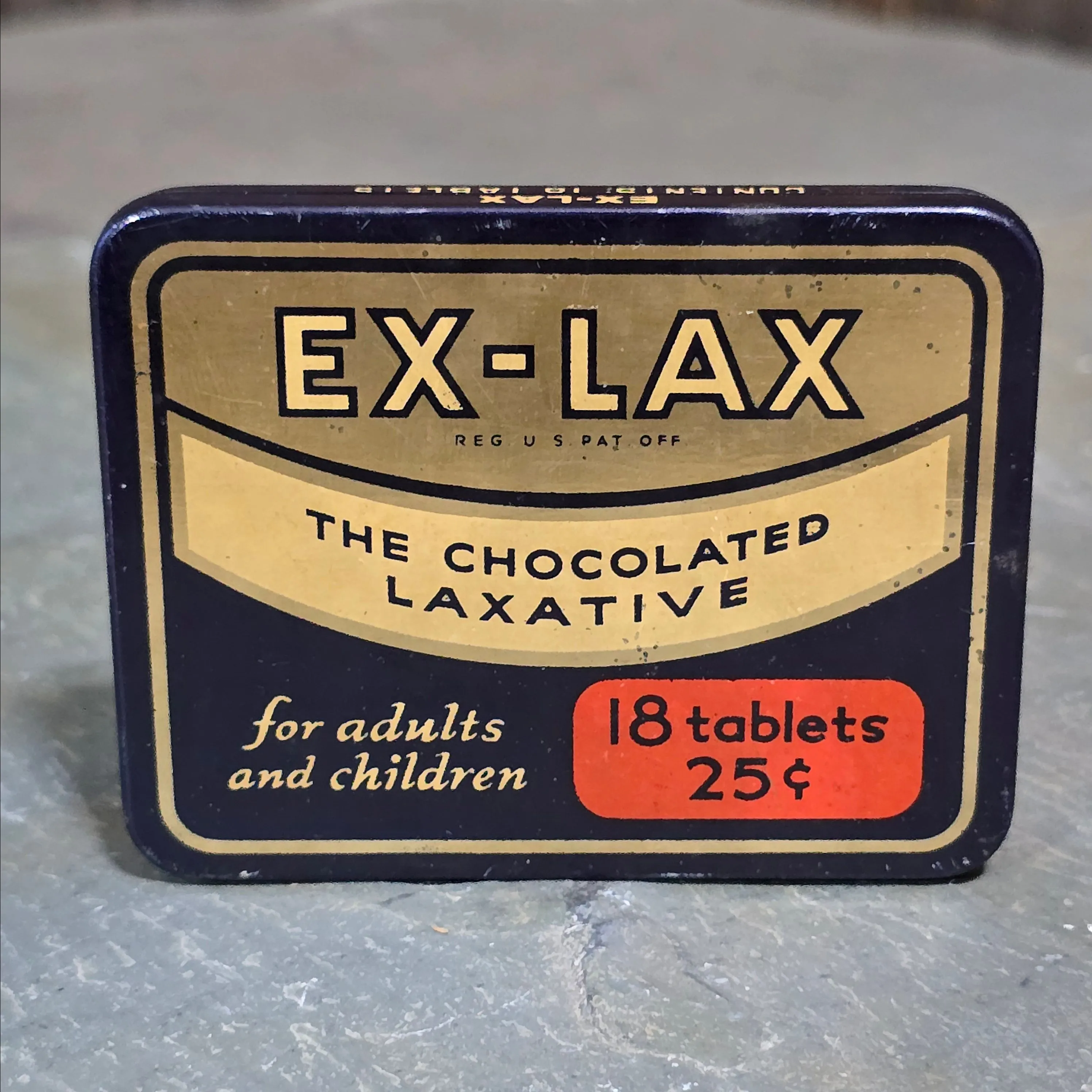 Product image for Vintage Ex-Lax Chocolate Laxative Tablets Tin Advertising Box (WN-20-GW)