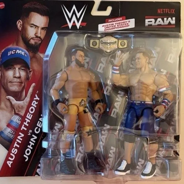 Product image for WWE Raw Netflix 2 Pack John Cena Austin Theory Mattel US Championship 