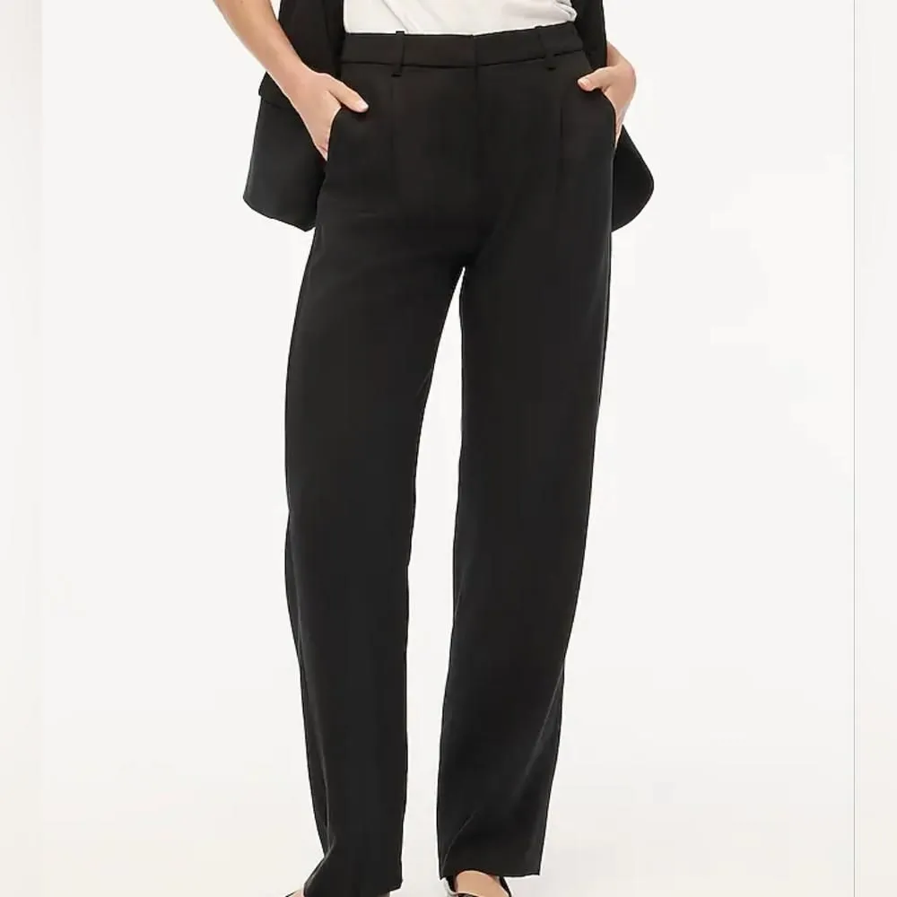 Product image for J Crew Wide-Leg Pleated Twill Trouser Pant