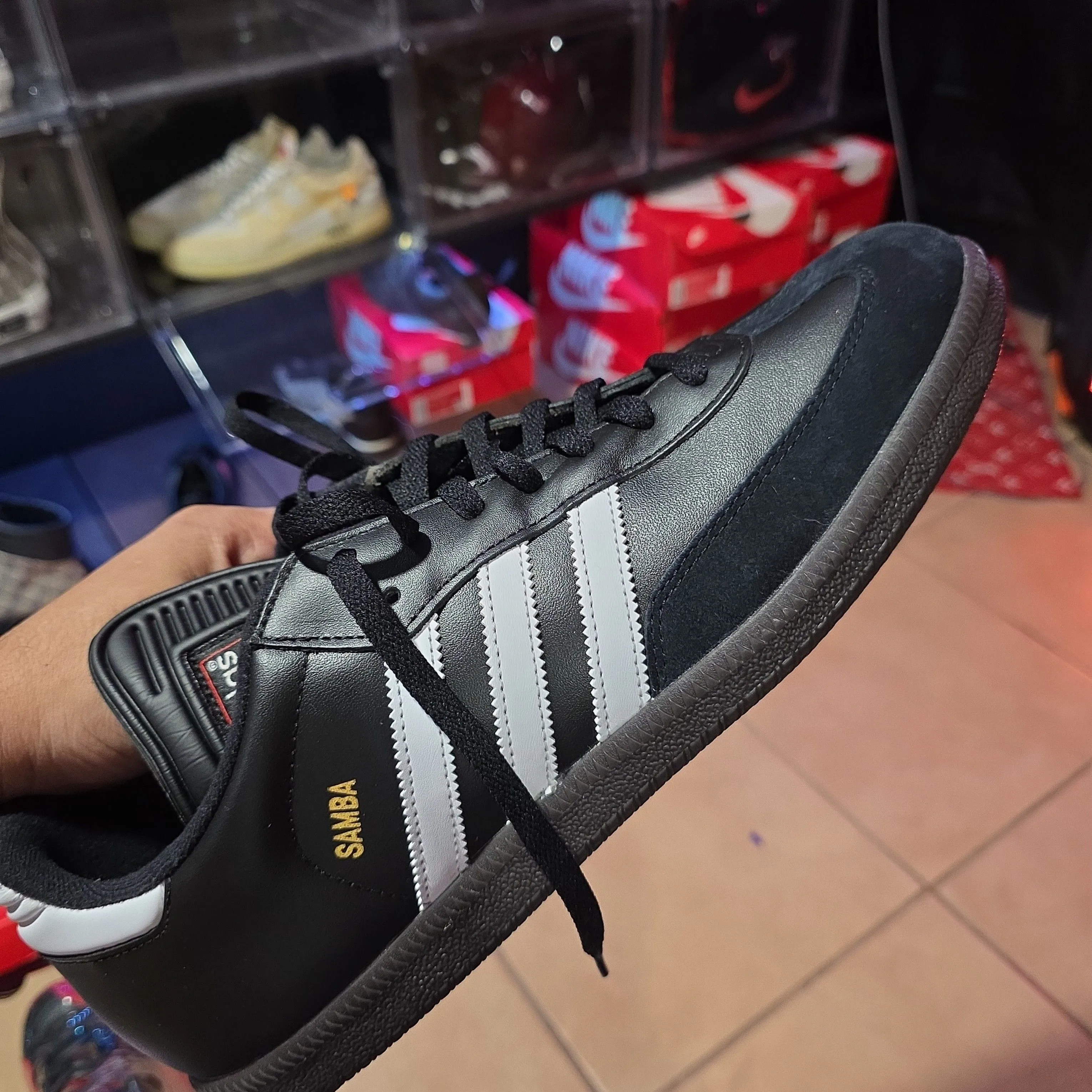 adidas gazelle silver green womens USED* Adidas Samba Black White Drak Gum (SIZE 5.5Y) – Sports Connection main image 0